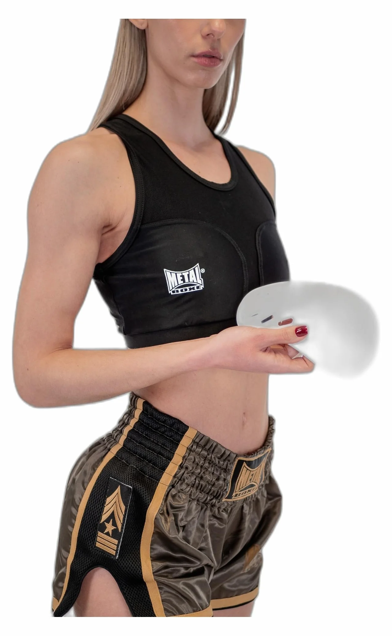 Metal Boxe Brassiere con Carcasas para el Pecho Mujer