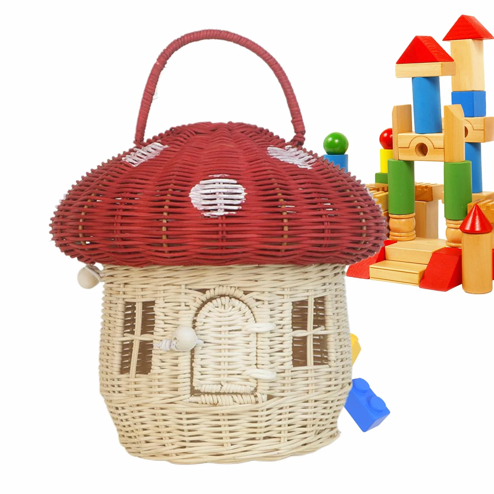 Cesta de Almacenamiento Rattán Hecho a Mano Decoración del Hogar | De Mimbre Para Escritorio Almacenamiento para Picnic Exterior Playa Cocina Sala Aperitivos Comida Juguetes Niños Adultos