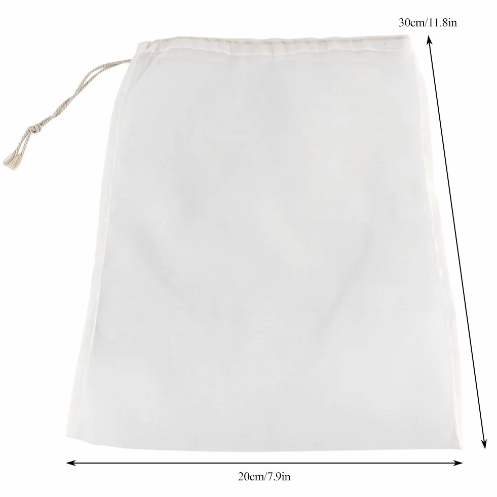 Bolsa de Filtro de Cerveza de Poliamida de Alimentos 66, Fabricación de Cerveza para el Hogar Reutilizable con Cordero para la Separación de Lúpulo, Mermelada y Vino (20x30cm)