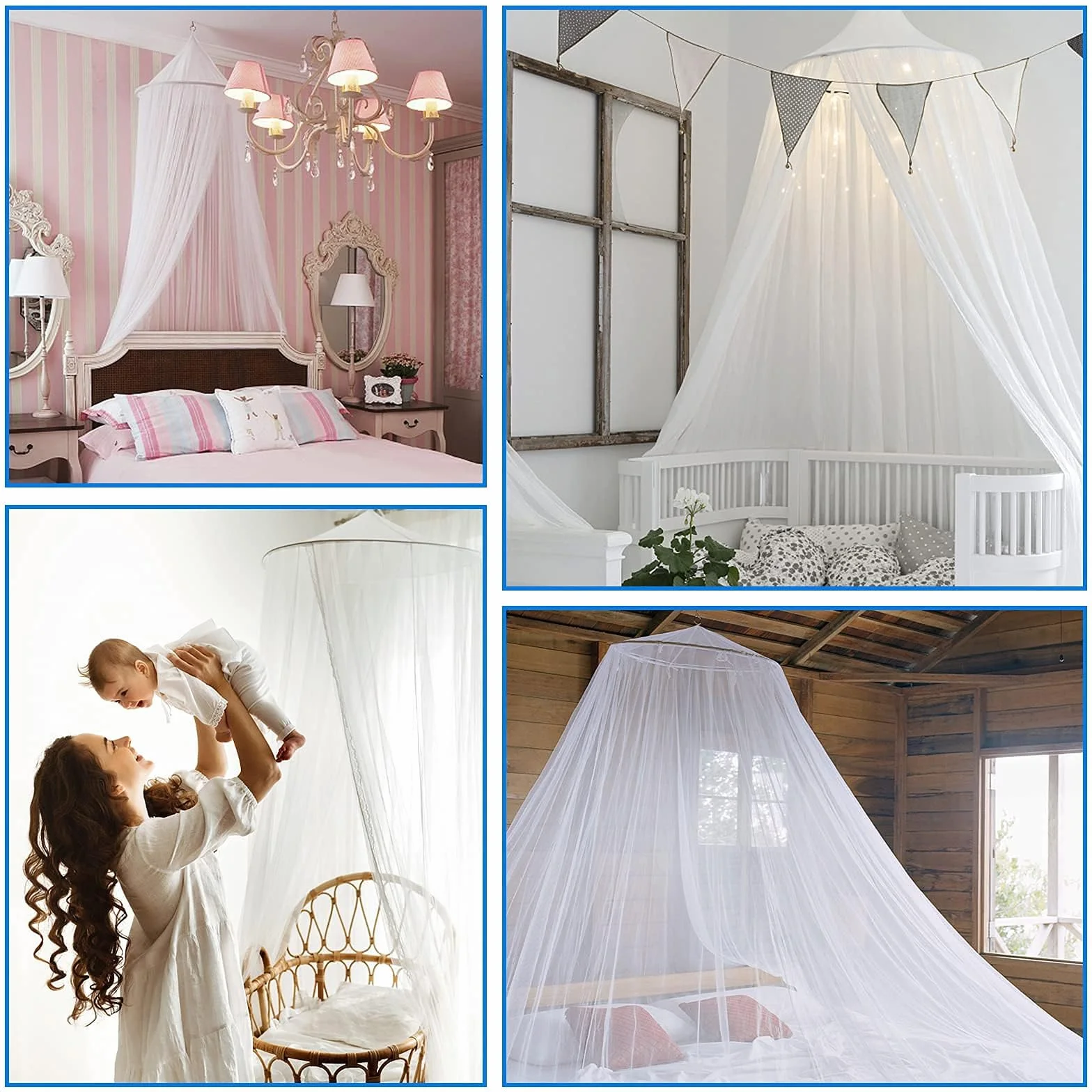 Mosquitero Grande Universal con Diseño de Cúpula, Portátil para Cama de Matrimonio