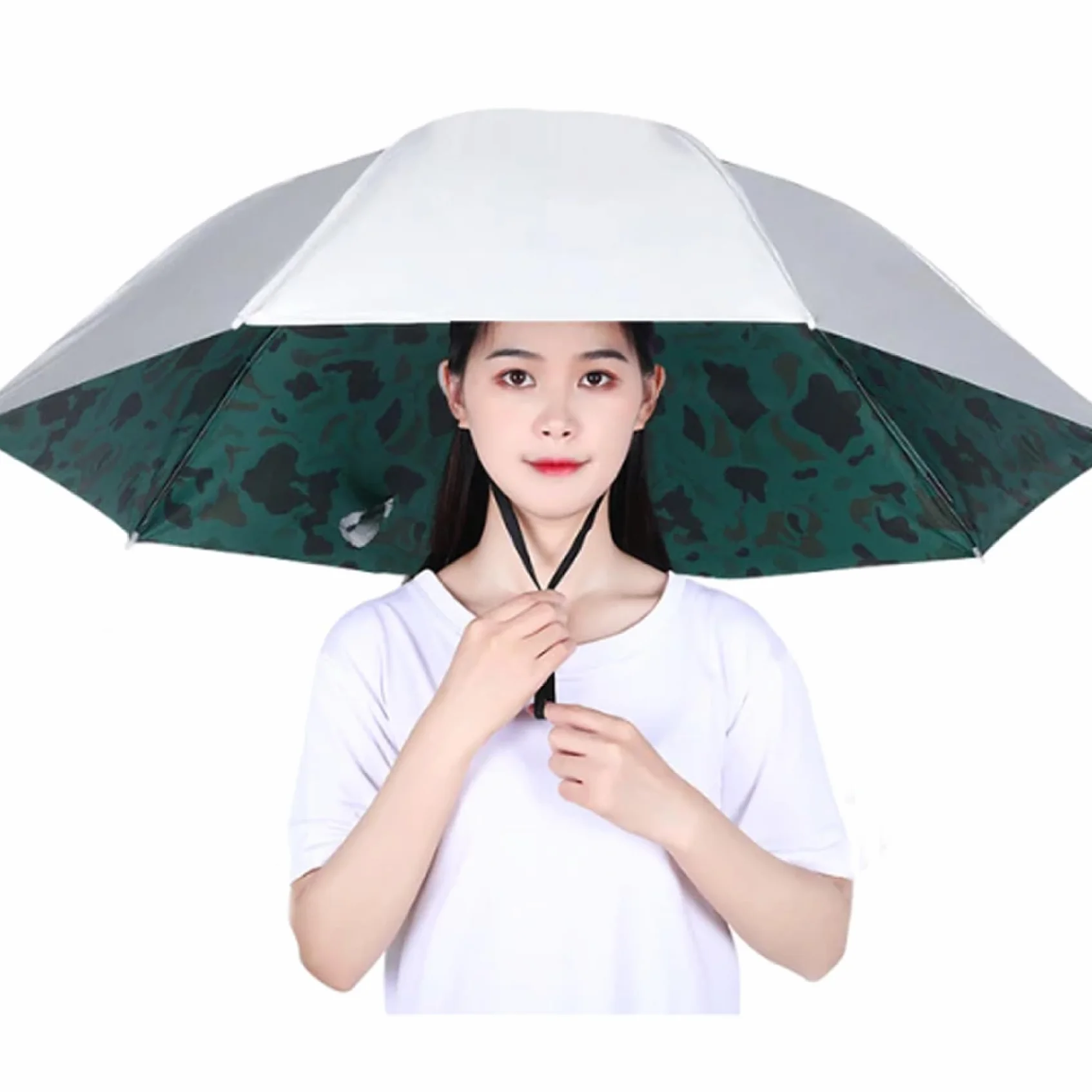 Sombrero paraguas plegable protección UV impermeable ajustable para hombre mujer pesca camping