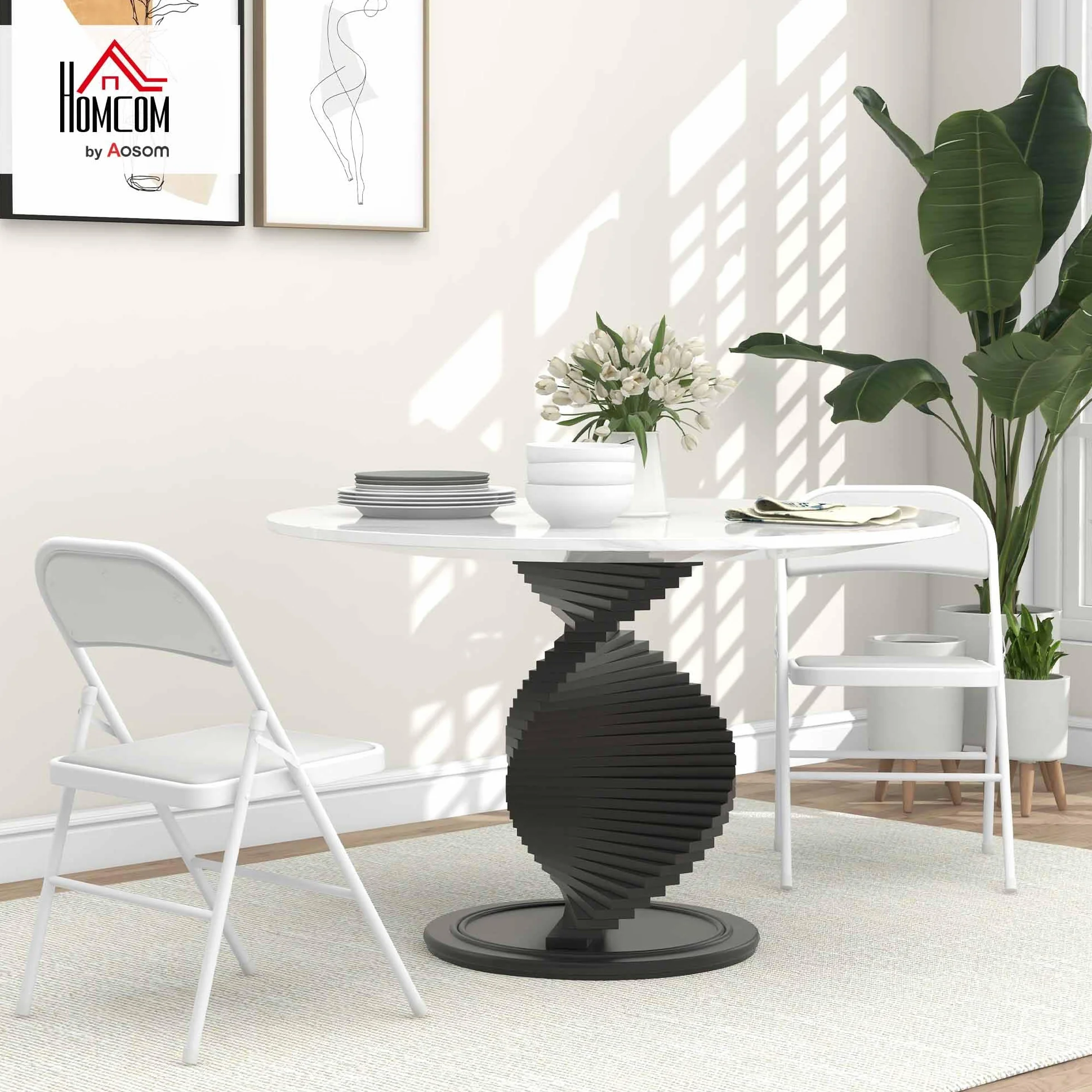 HOMCOM Juego de 2 Sillas Plegables Acolchadas con Respaldo y Estructura de Acero, para Salón, Comedor, Cocina, 45x46x78 cm, Blanco