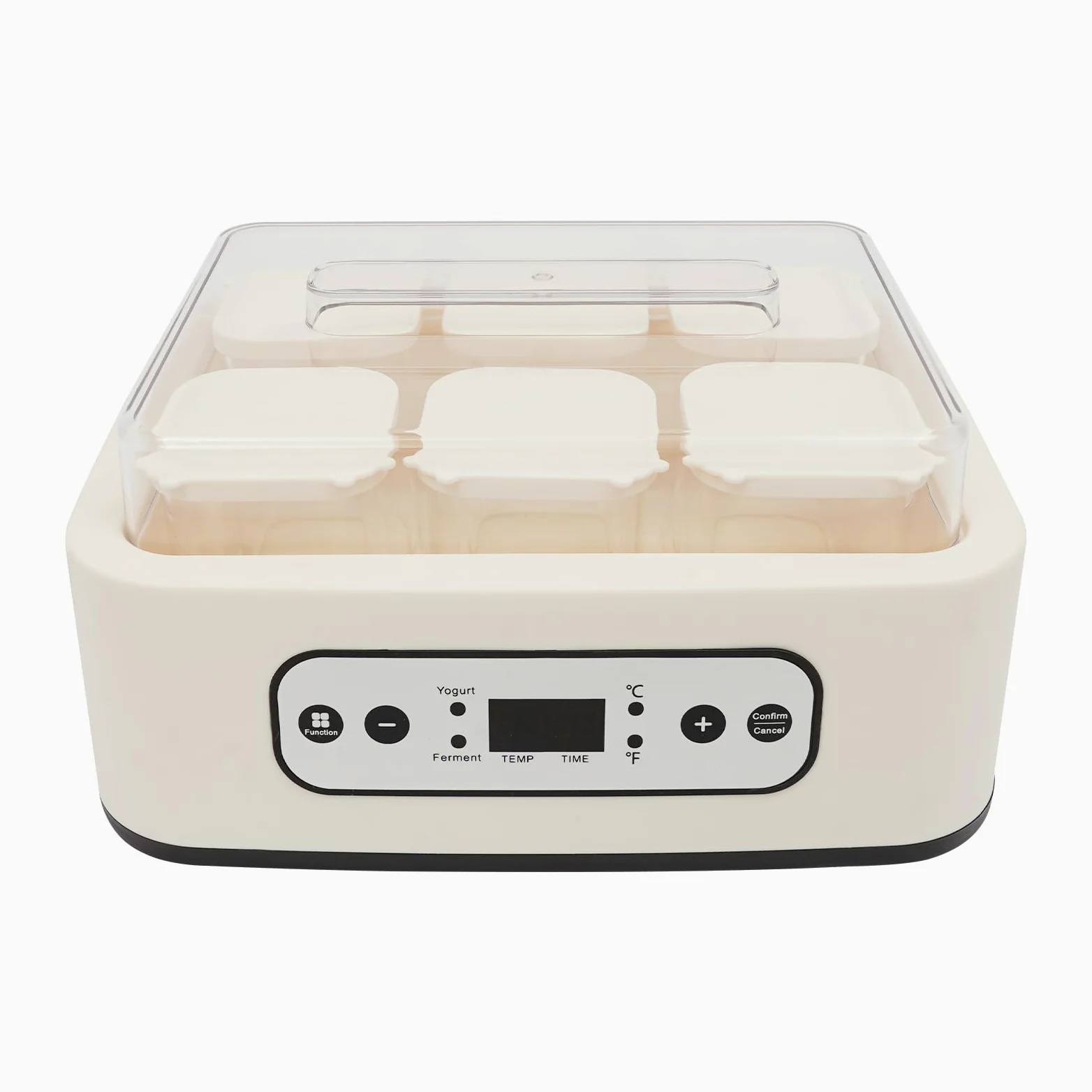 Yogurtera de 25 W, con 6 vasos de cristal de 250 ml, yogurtera con temperatura/pantalla LCD/temporizador, máquina de yogur para fermentar yogur, natto, vino de arroz