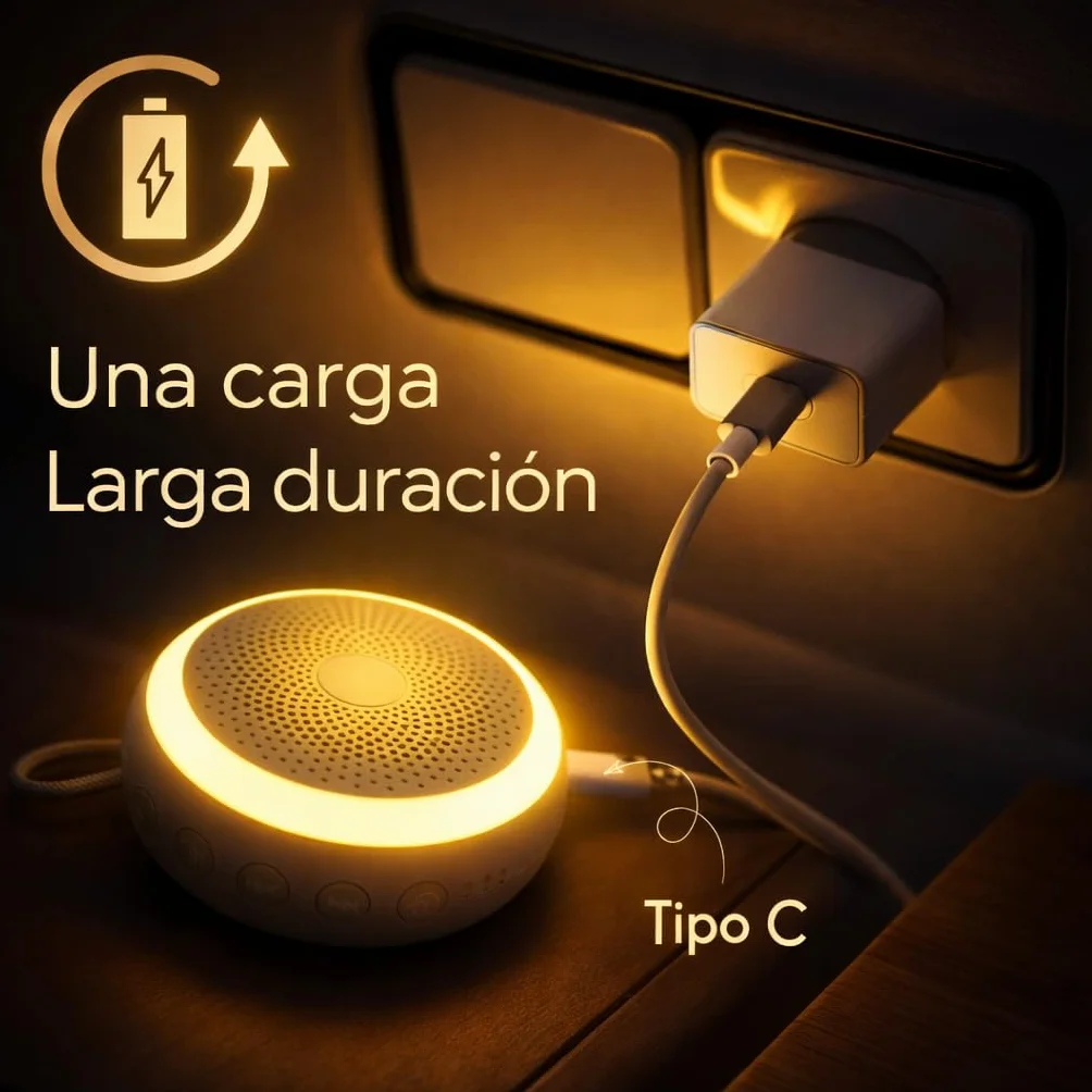 Máquina de Ruido Blanco para Bebé Portátil 21 Sonidos Luz Nocturna Terapia de Sonido Temporizador