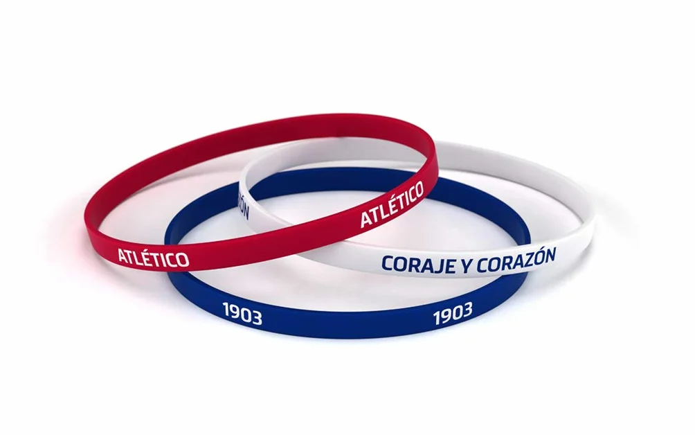 Atletico de Madrid Pulsera Classic Tricolor Estándar para Hombre | Pulsera de Silicona | Apoya Producto Oficial Colchonero | ATM