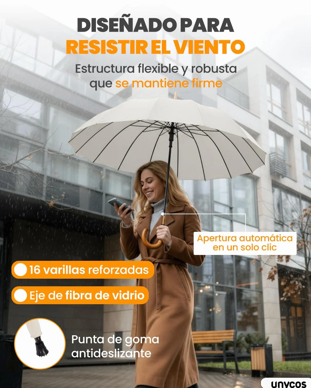 Paraguas Resistente al Viento Automático Impermeable para 2 Personas