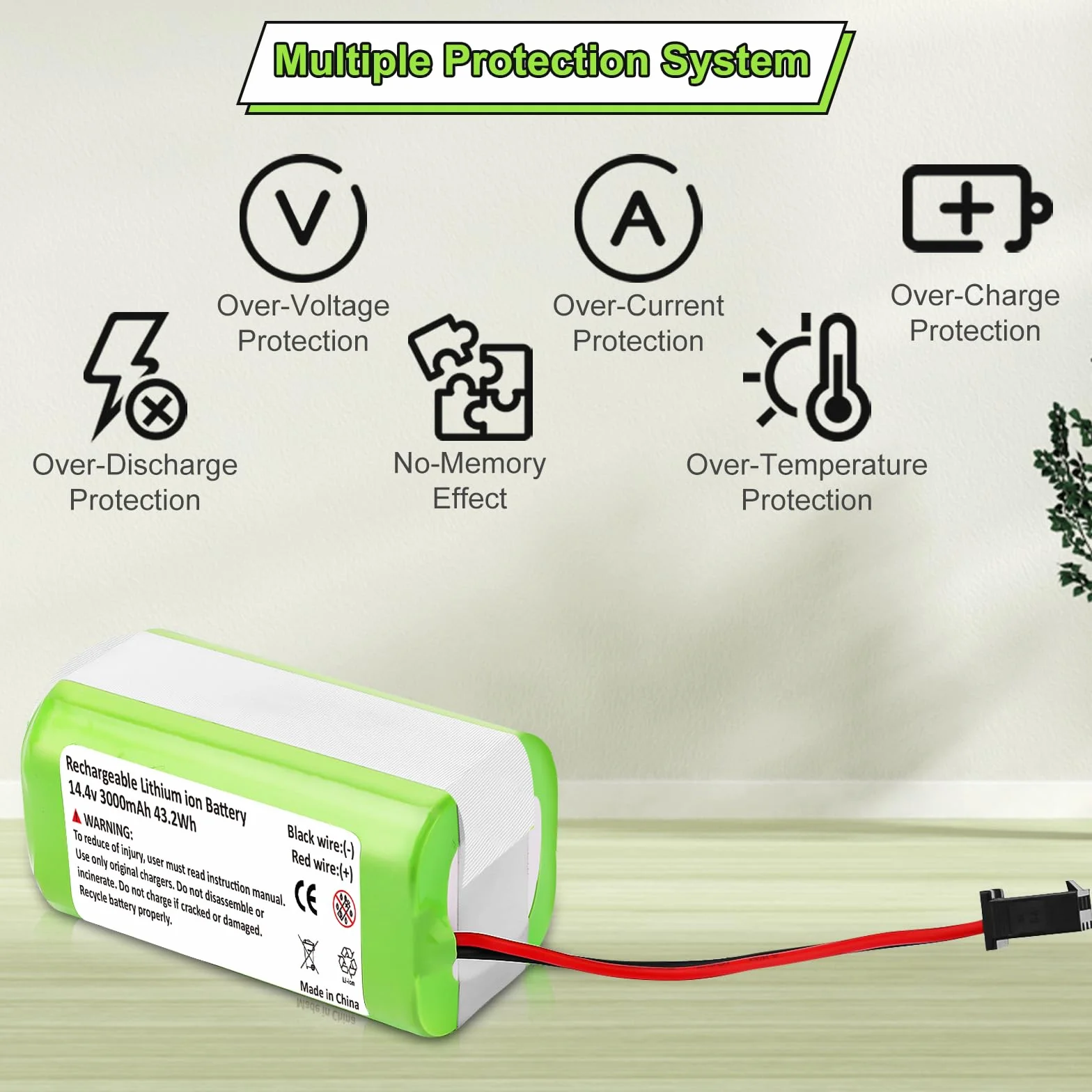 Batería de Lones de Litio 3000mAh 14.4V para Conga Excellence 1090 990 950 1990 1790 para Ecovacs Deebot N79 DN622 N79S IKHOS S15 S14 para Eufy RoboVac 11 12 30 11S 15C 15T 11SMAX 15C 30C 35C