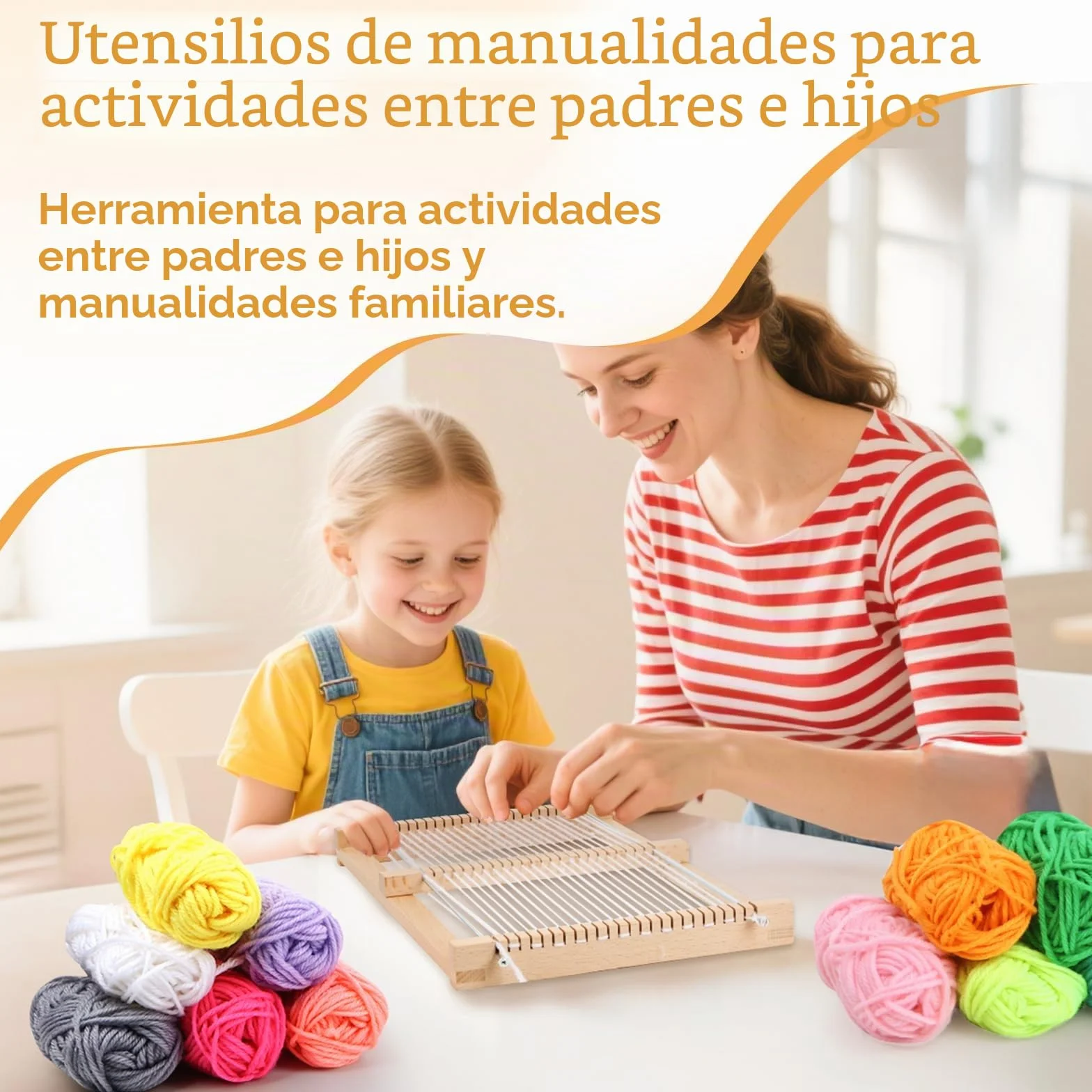 BSTDAYEVER Marco de Telar para Niños Marco Tejer Niños 19x29cm Kit Maquina de Tejer Madera Contiene 12 Hilos de Colores para Principiantes y Niño