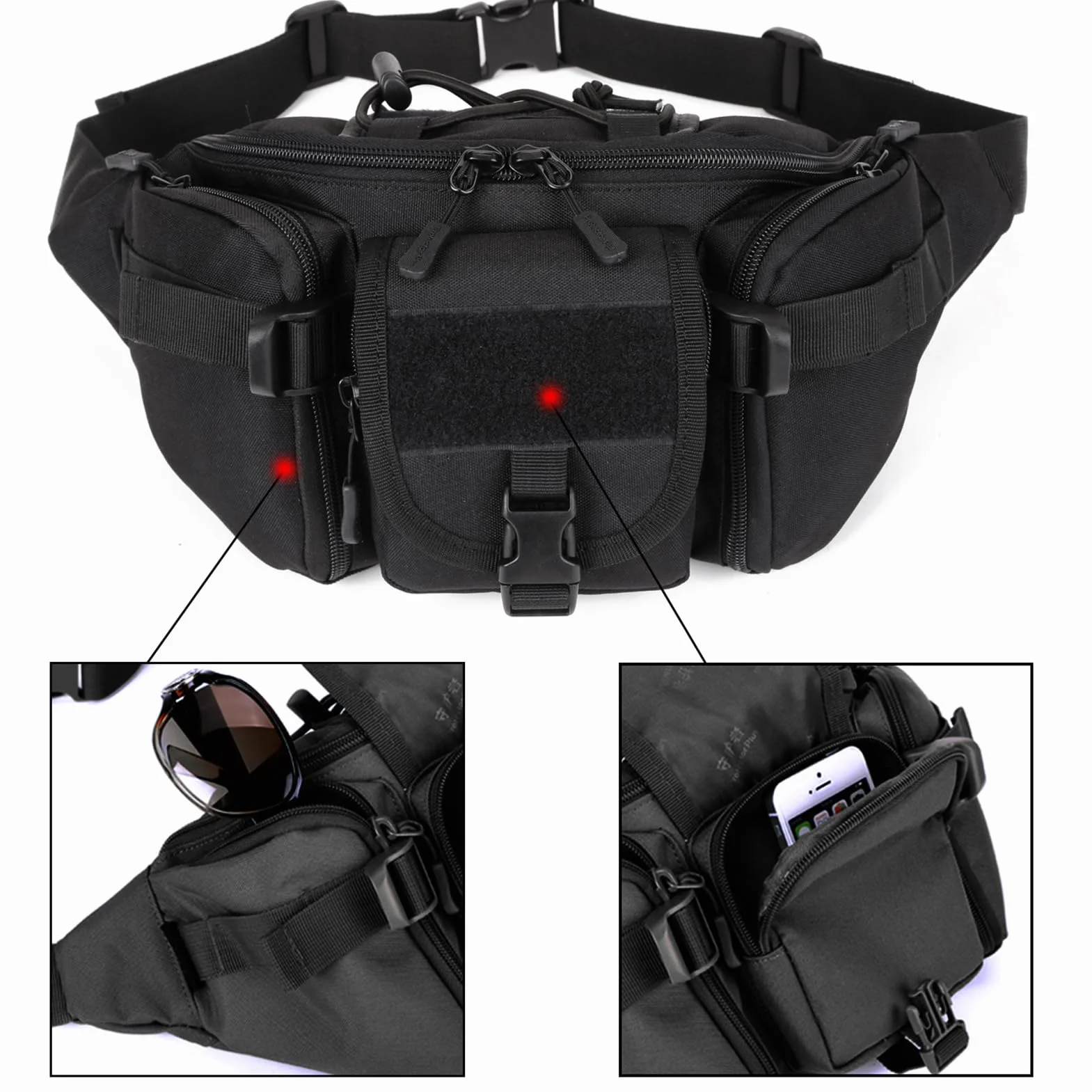 ZHIERNA Riñonera Tactical Hombre Bolsa Cintura Militar con Diseño Molle Bandolera Multibolsillos para Trekking, Montaña, MTB