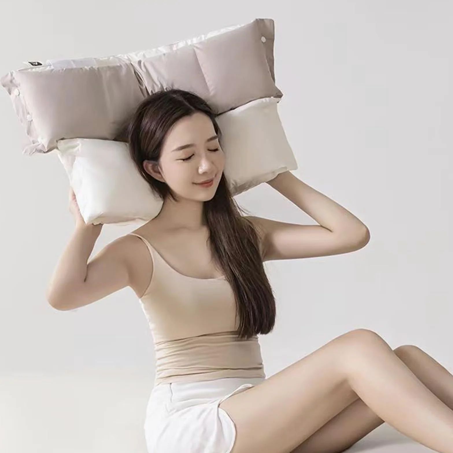 Almohada De Cama - Soporte Para El Cuello Extraíble Lavable, Almohada De Doble Capa En , Almohadas Para Dormir En La Cama Para El Hogar | para mujeres, hombres, adolescentes, personas mayores,