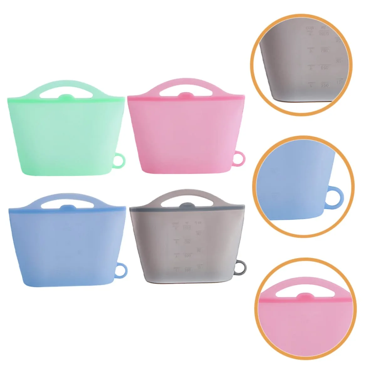 4 Bolsas De Silicona Para 1000ml Refrigerador Congelador Reutilizables Herméticas