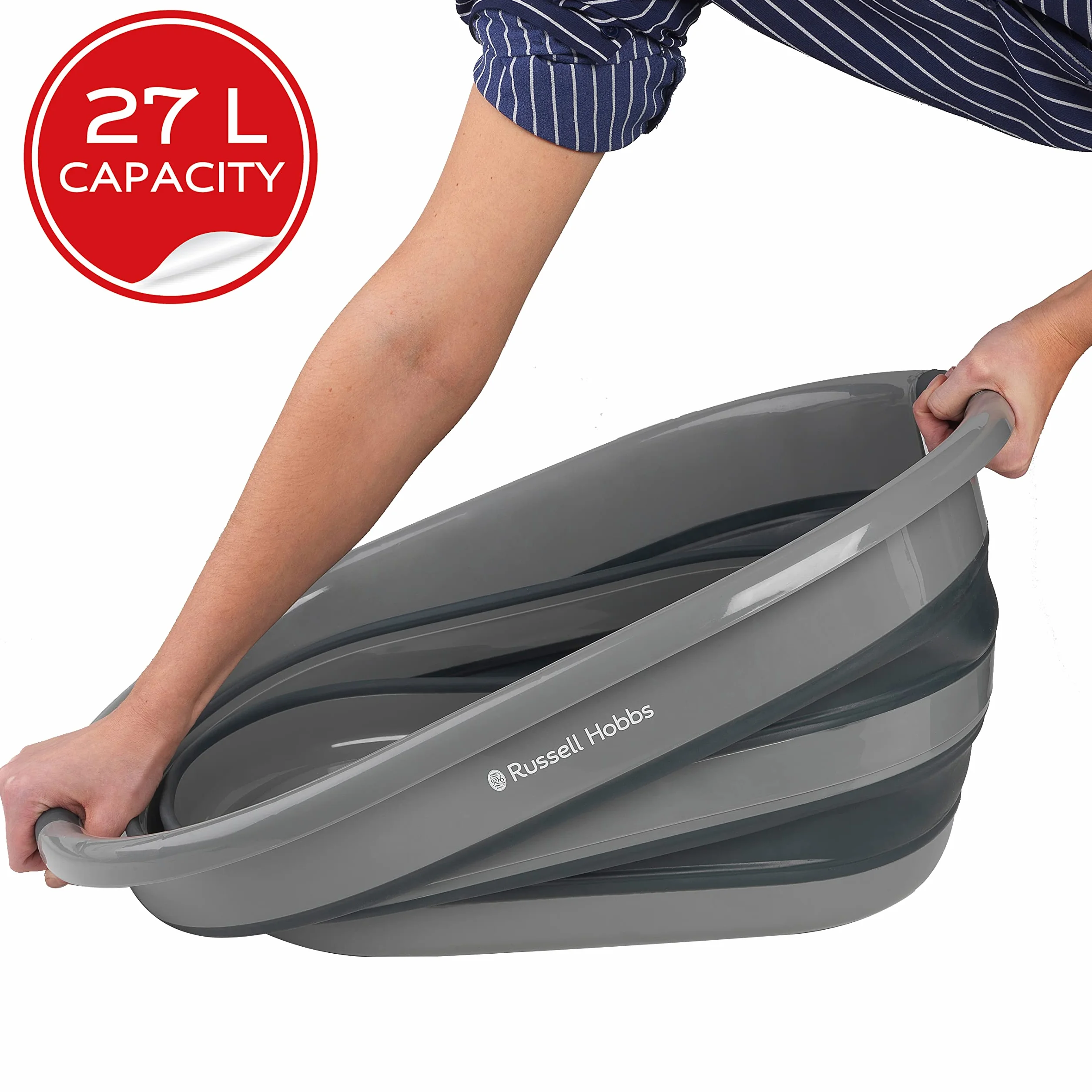 Russell Hobbs Cesta de lavandería plegable 27L silicona/plástico negro/gris
