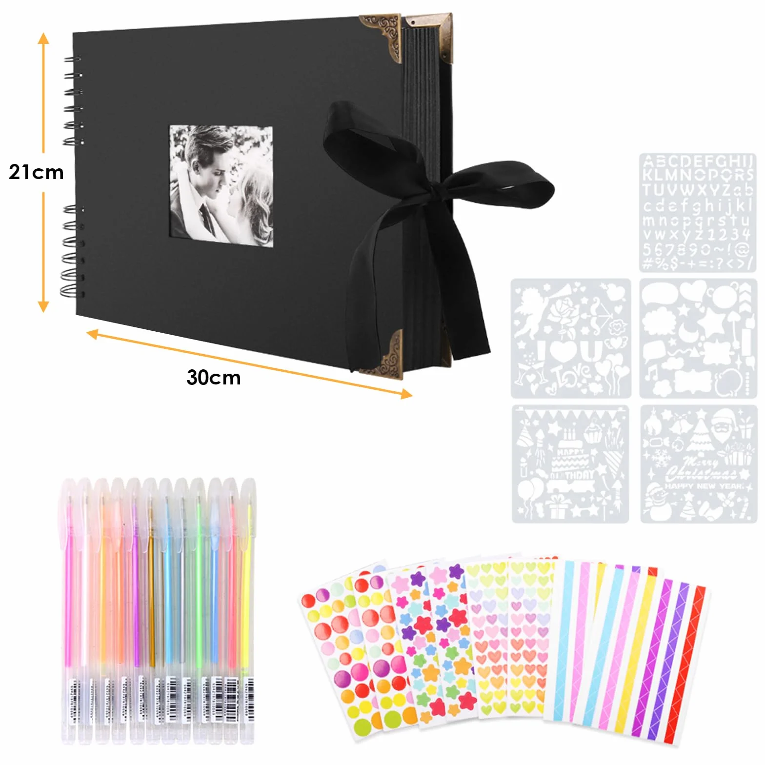 Album Fotos para Pegar y Escribir 30 x 21 cm, Album de Fotos Scrapbook Espiral 80 Páginas (40 Hojas), DIY Scrapbooking para Boda Aniversario Cumpleanos Familiares Navidad San Valentín Día de la Madre