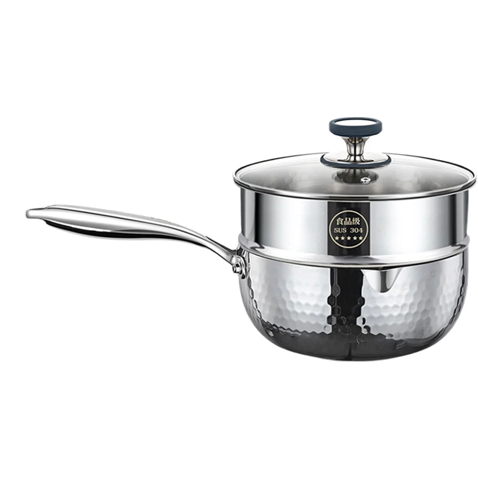 Cazo Con Tapa Batería De Cocina Antiadherente En Acero Inoxidable | Cazo Pequeño Para Vapor Y Salsas Para Cocinar En Casa: Freír, Hervir, Cocer A Fuego Lento, Sopas Y Comidas Saludables