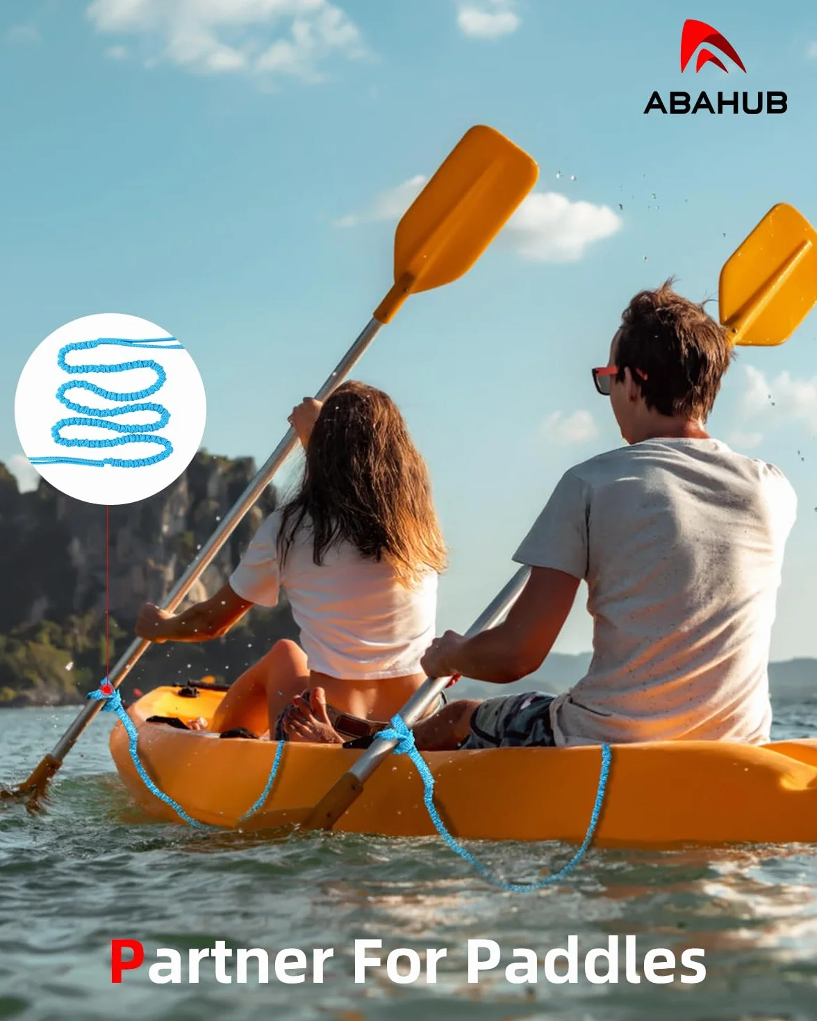 Abahub Paddle Leash Kayak Sup 150-210cm Elastic Correa Seguridad Mosquetón