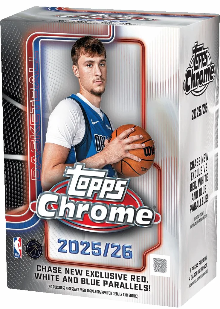 Topps Chrome® 2025-26 Baloncesto Caja de Valor 4 Tarjetas por Paquete 7 Paquetes por Caja