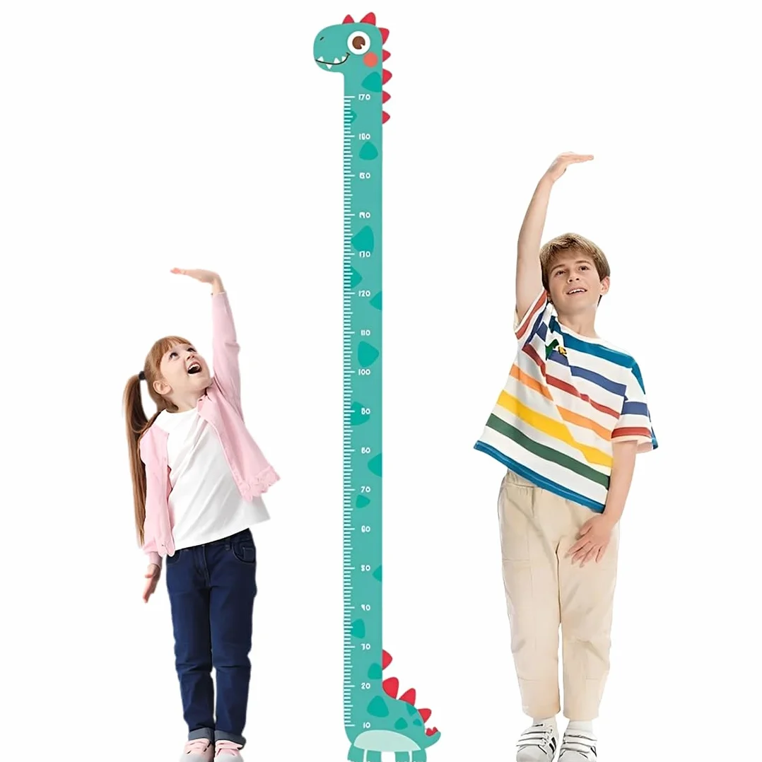 Medidor Altura Niños Pared Plástico Magnético 3D Dinosaurio Decoración Cuarto Infantil Verde