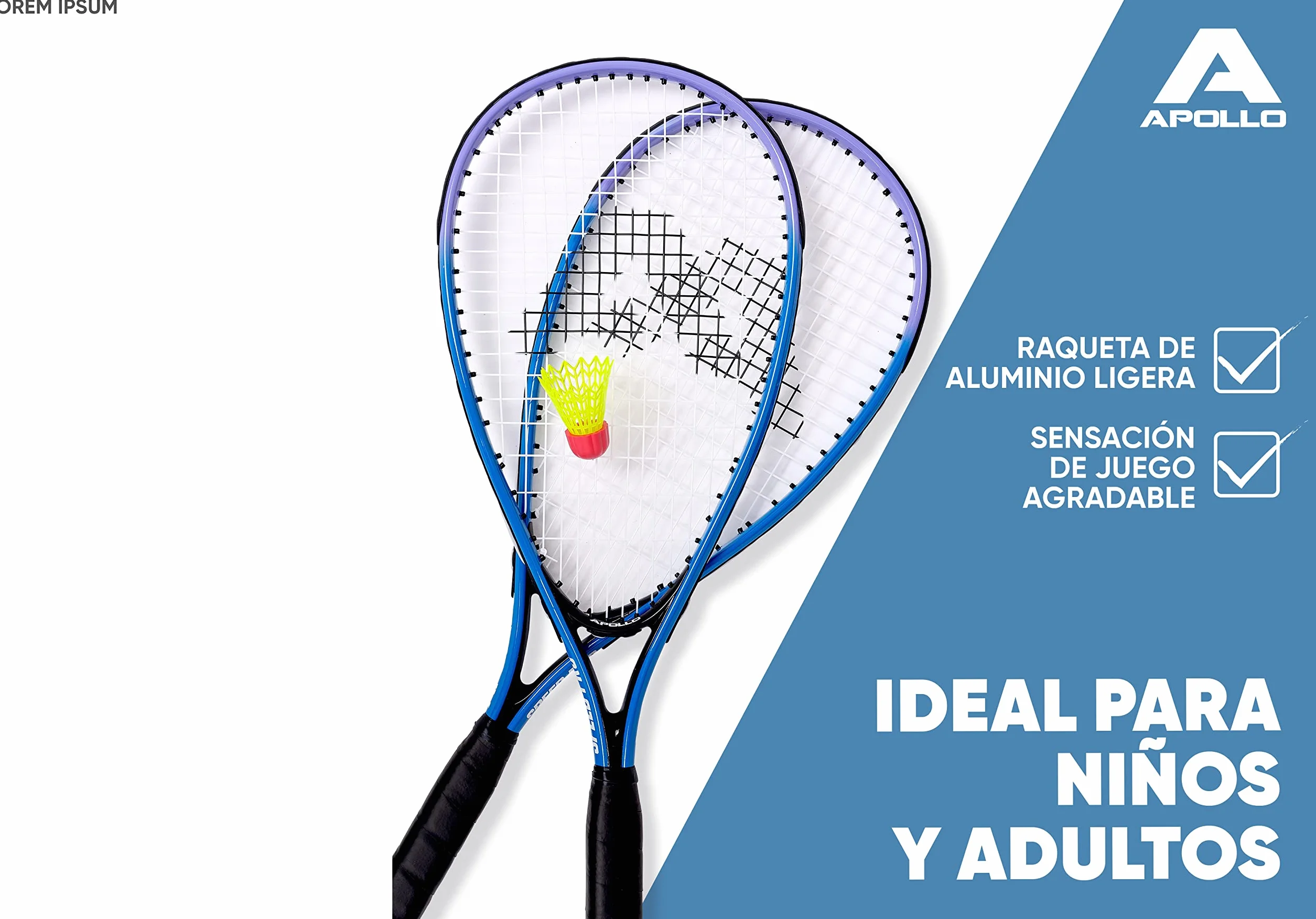 Apollo Speed Bádminton | Bádminton Set | Bolsa y Raquetas de Bádminton Bádminton Set Completo | Juego de Raquetas de Squash | Raquetas de Bádminton Niños