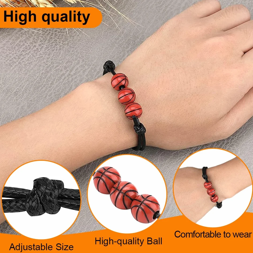 WeddHuis 10 Pcs Pulsera de Baloncesto Pulseras Inspiradoras de Equipo Pulsera de Baloncesto Trenzada Ajustable para Adolescentes Adultos Hombres Mujeres Jugadores de Baloncesto Equipos