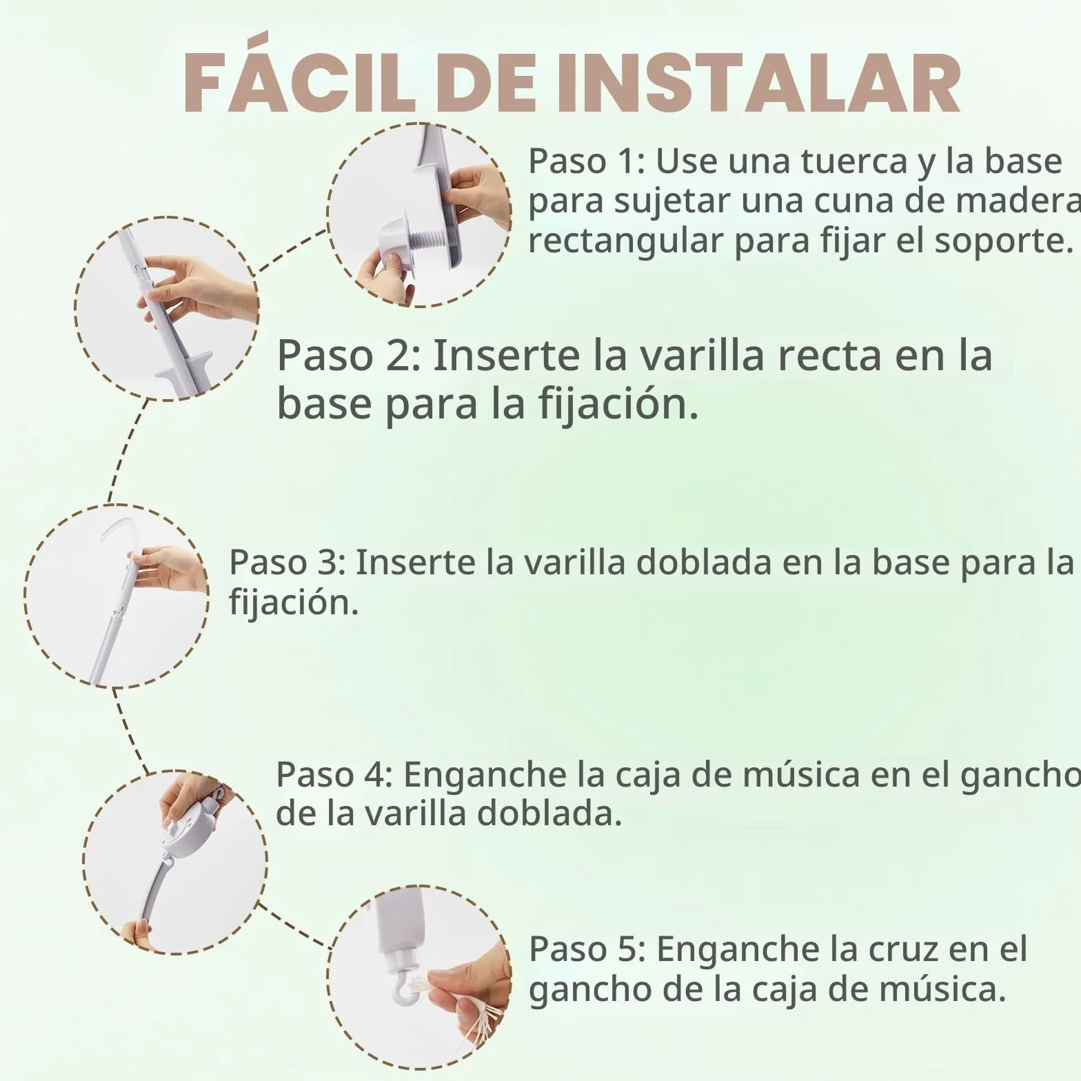 Movil Cuna Bebe, Bebé Móvil con Musica para Cuna, Soporte Ajustable DIY Infantil Juguetes de Decoración Caja de Música Soporte de Brazo, Móvil Bebé para Cuna para Bebé 0 a 24 Meses