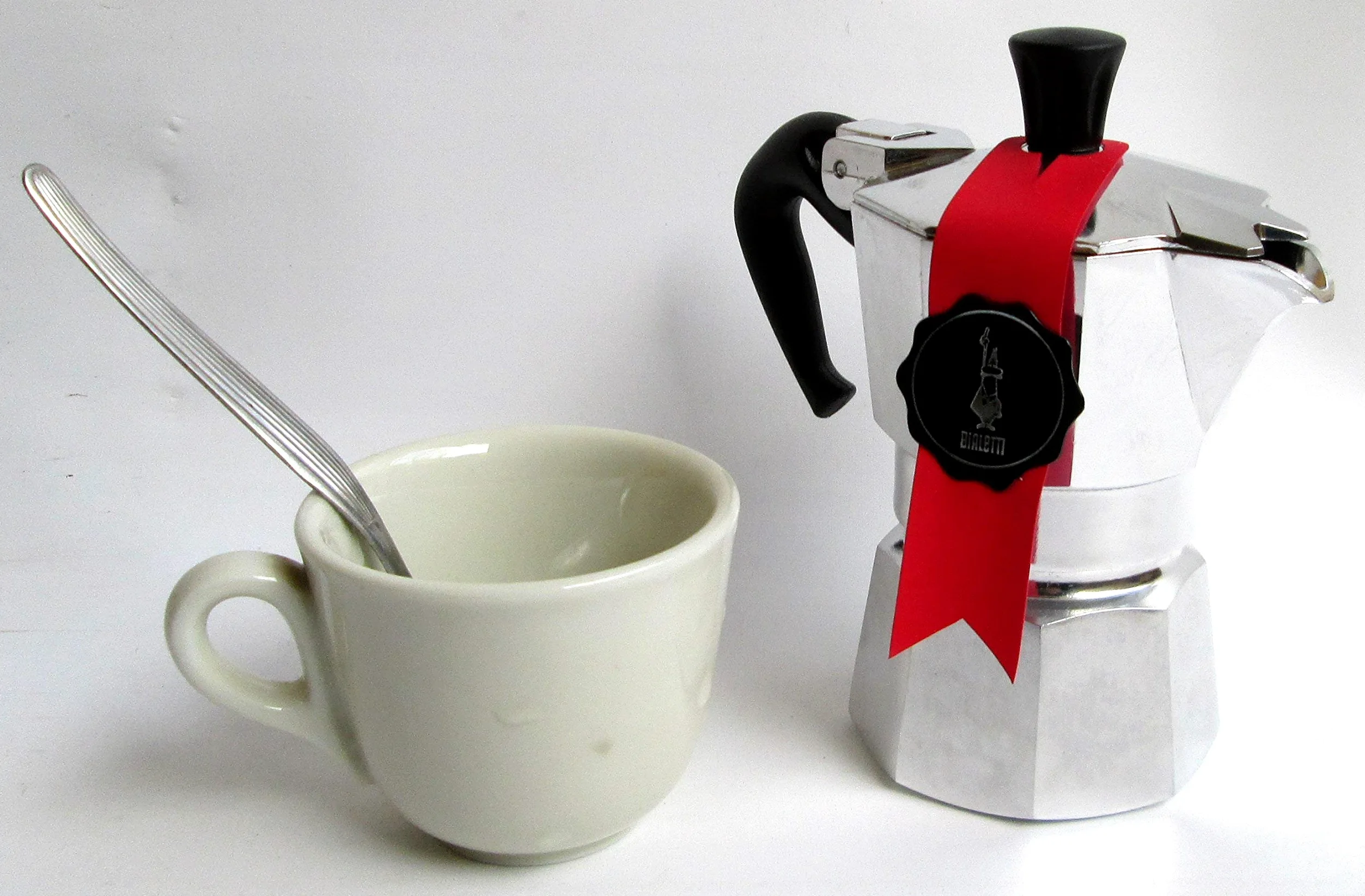 Bialetti - Cafetera de Aluminio, para Tazas 0,5, Aluminio, Plata/Negro, 13 x 6.5 x 12 cm
