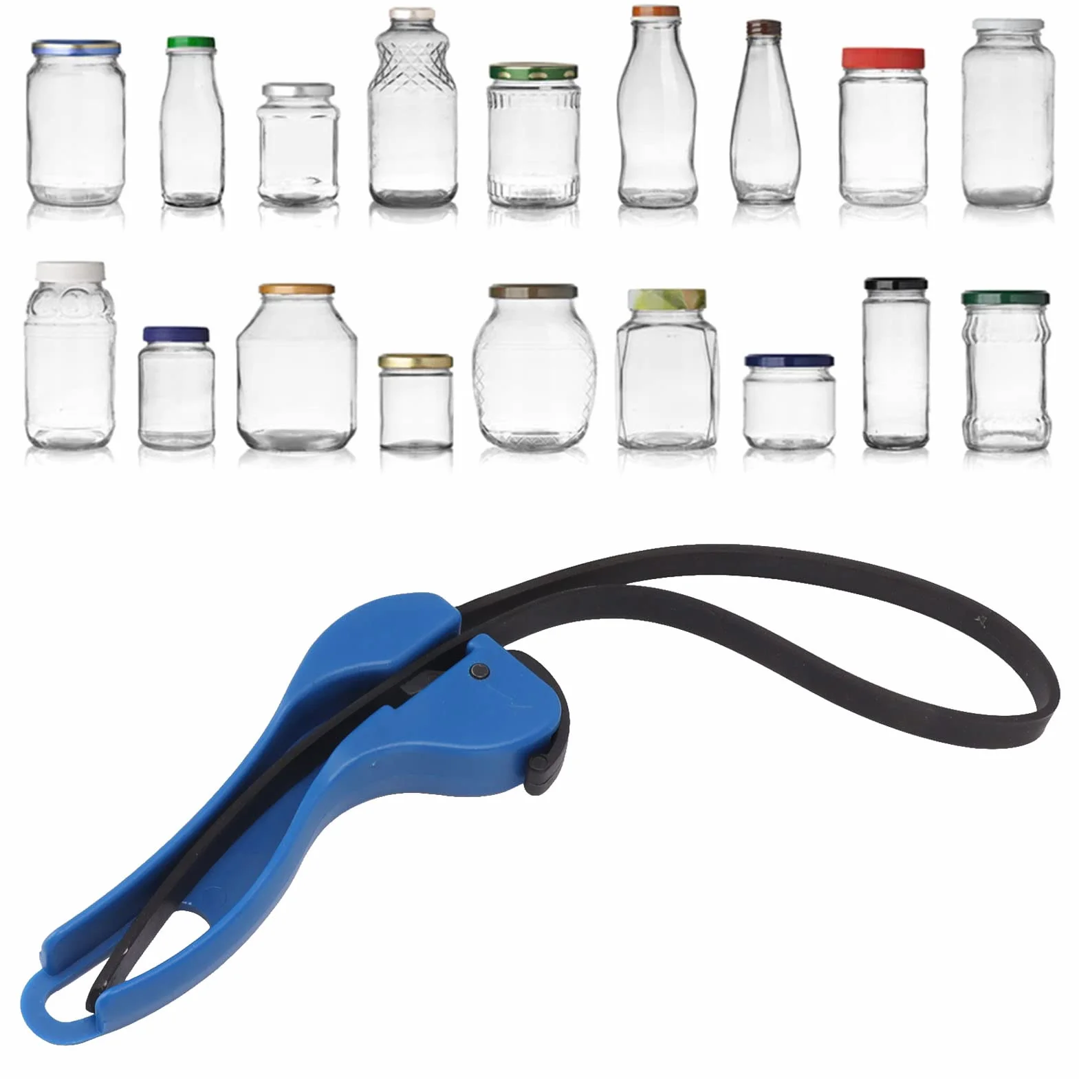 Abridor de Botellas con Correa Ajustable, Abridor de Tarros de Conservas, Herramienta para Abridores de Tarros de 0, 5 a 3, 5 Pulgadas (1600ML)