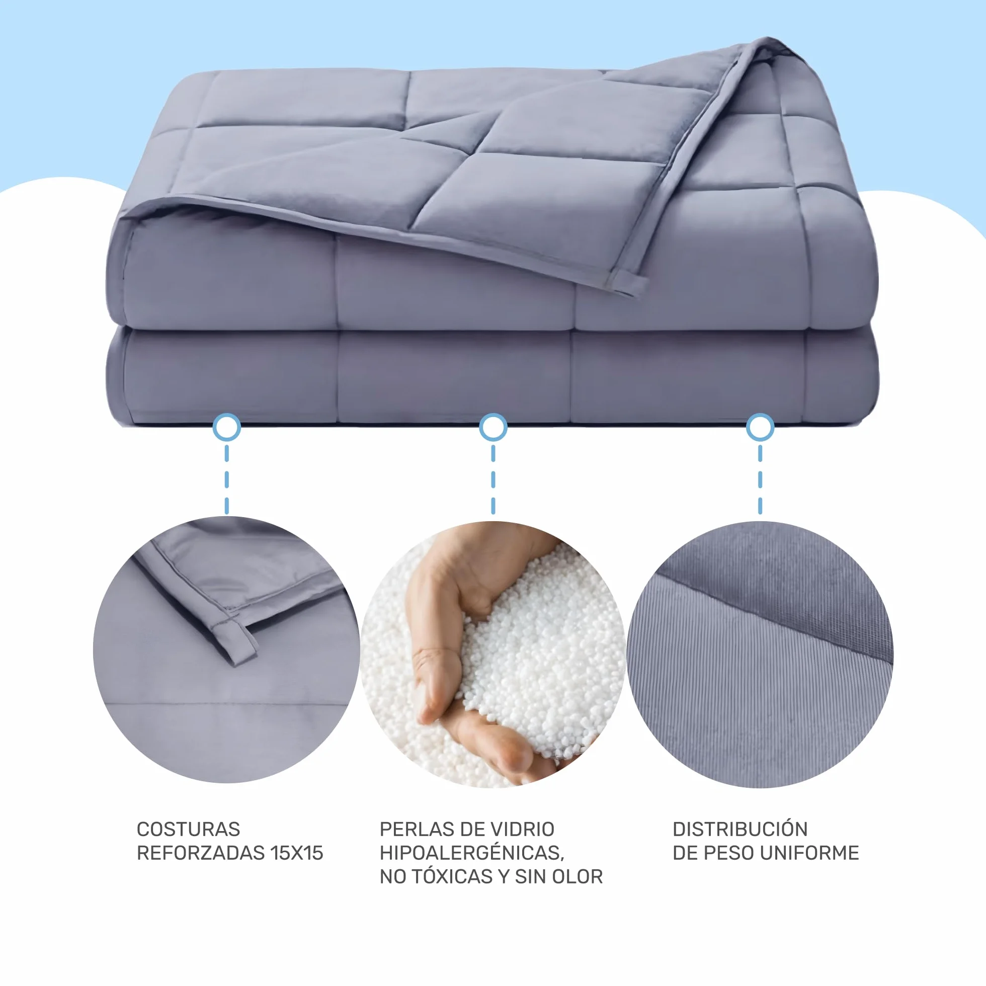 Dailydream Manta terapéutica ponderada algodón, 9,5 kg para Adultos, 155 x 200 cm, Gris