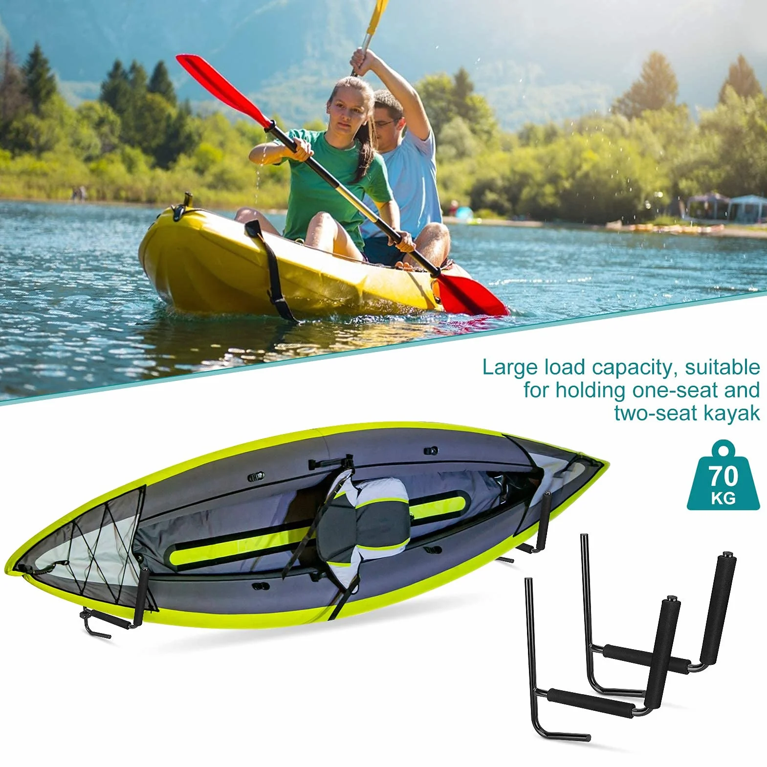Dioche Soporte de Pared para Kayak, para 2 Kayak, con Accesorios