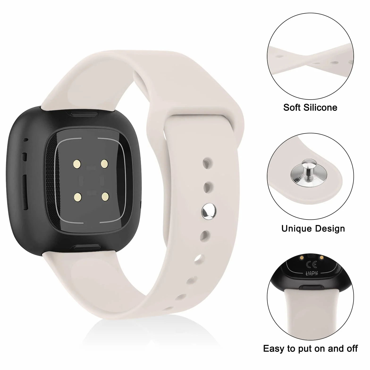 Correa Compatible con Fitbit Versa 4/Versa3/Sense/Sense 2, Pulsera de Repuesto Ajustable 3 Piezas