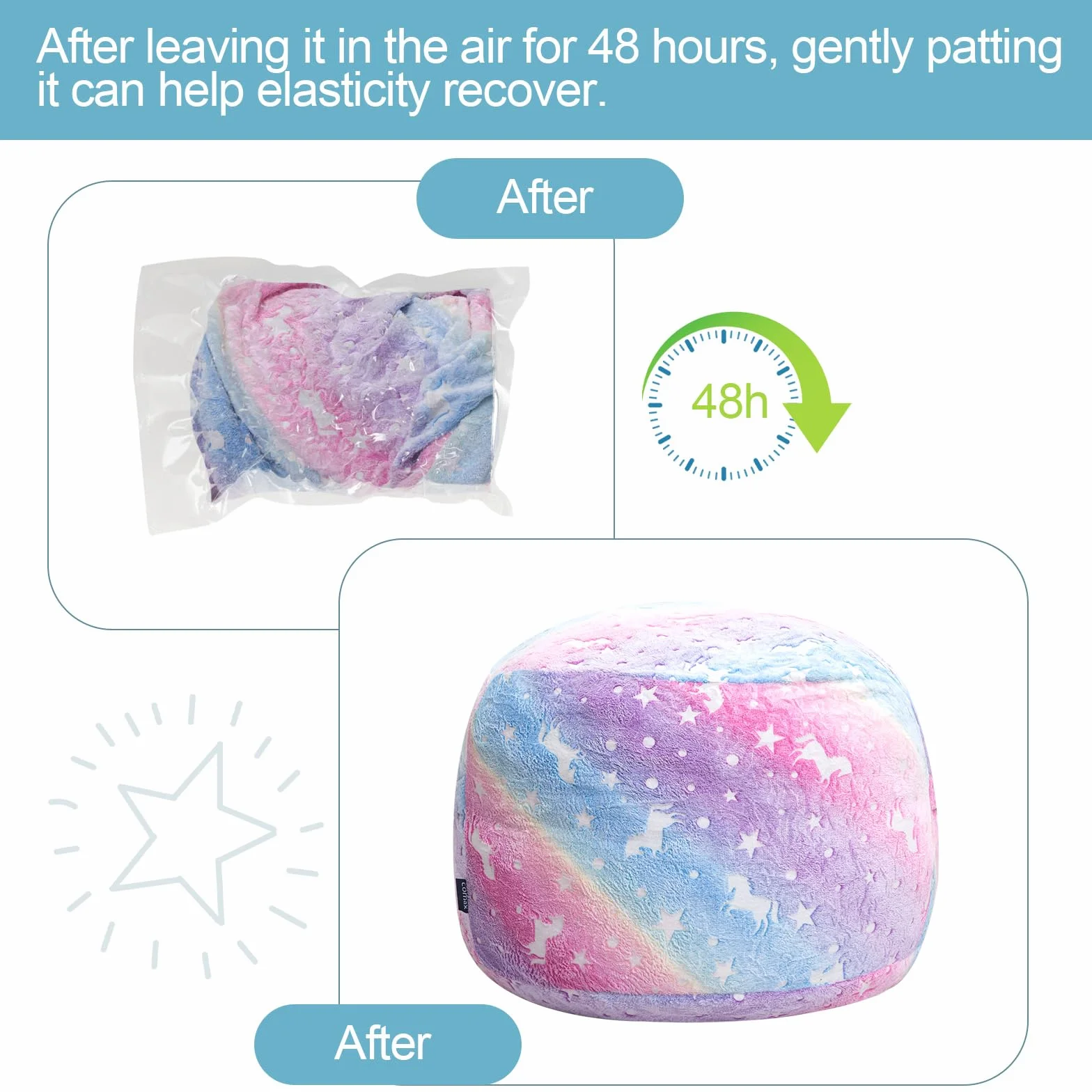 MeMoreCool Puf para niños que se convierte en cama puf, silla para niños pequeños para leer, sofá para niños perezosos con relleno, colchón convertible para suelo, 75 x 75 x 47 cm, arcoíris