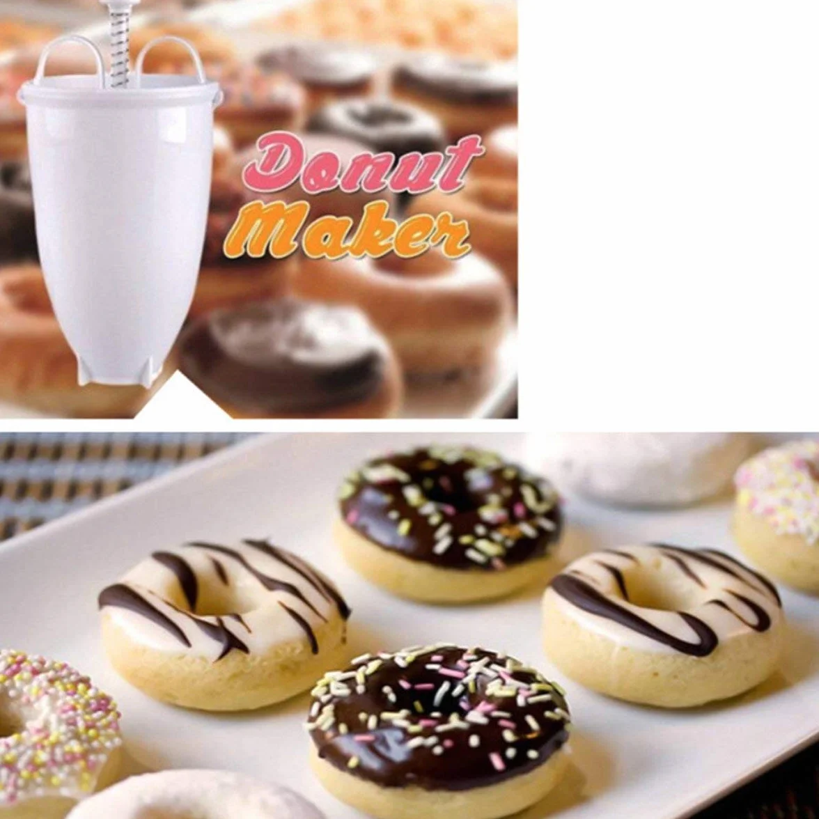 Máquina Manual de rosquillas de plástico Fritura de rosquillas Molde de plástico Dispensador de gofres Ligero Donut Maker Blanco