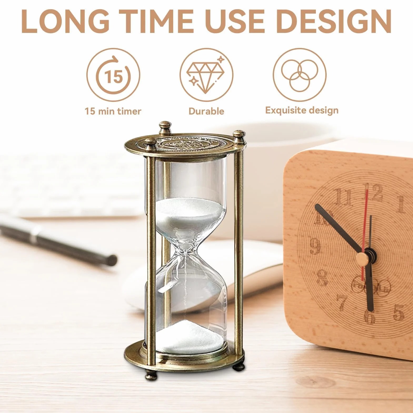 Reloj De Arena Cristal Transparente Temporizador para Decoración De Oficina