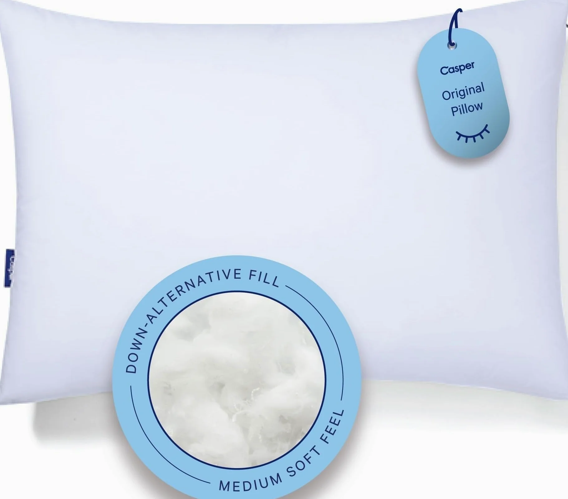 Casper Sleep Original - Almohada de Microfibra para Dormir, estándar, Color Blanco | Soporta dormir de lado, espalda y estómago, alivio del dolor de cuello, lavable a máquina, funda de algodón transpirable