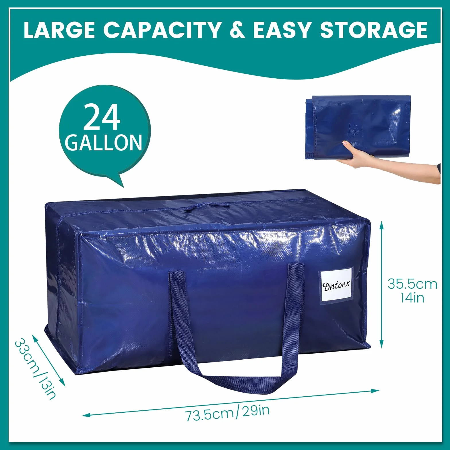 Dntorx 6 bolsas de almacenamiento de 90 l, resistentes bolsas de mudanza, cajas de mudanza, grandes con asa con cremallera, caja de almacenamiento plegable para mudanzas, camping, ropa de cama