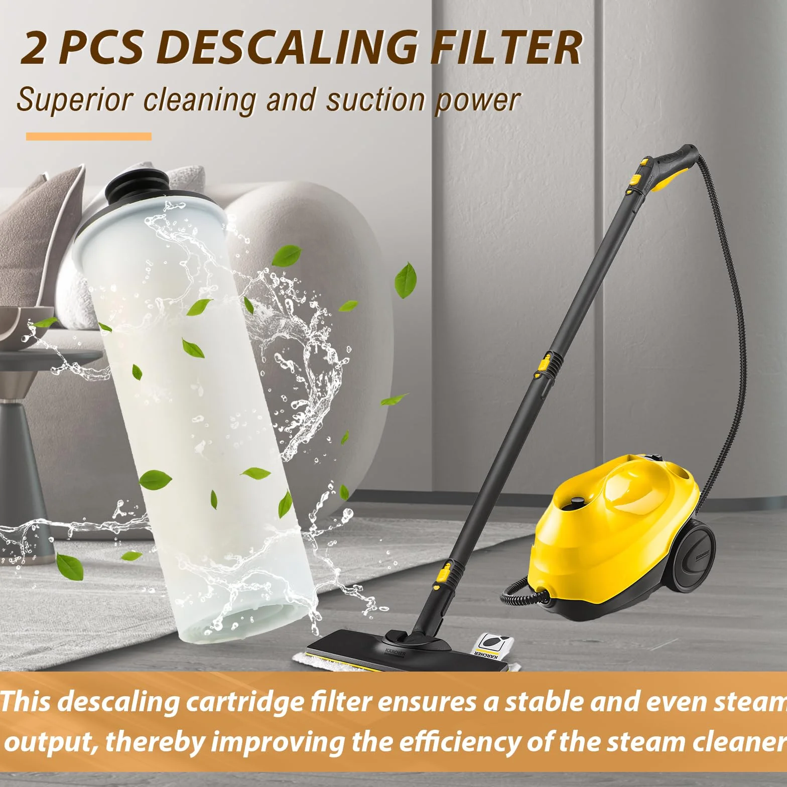 Juego de 2 Filtros Descalcificadores para Karcher SC3, Kit de Accesorios para Limpiador a Vapor (Blanco)
