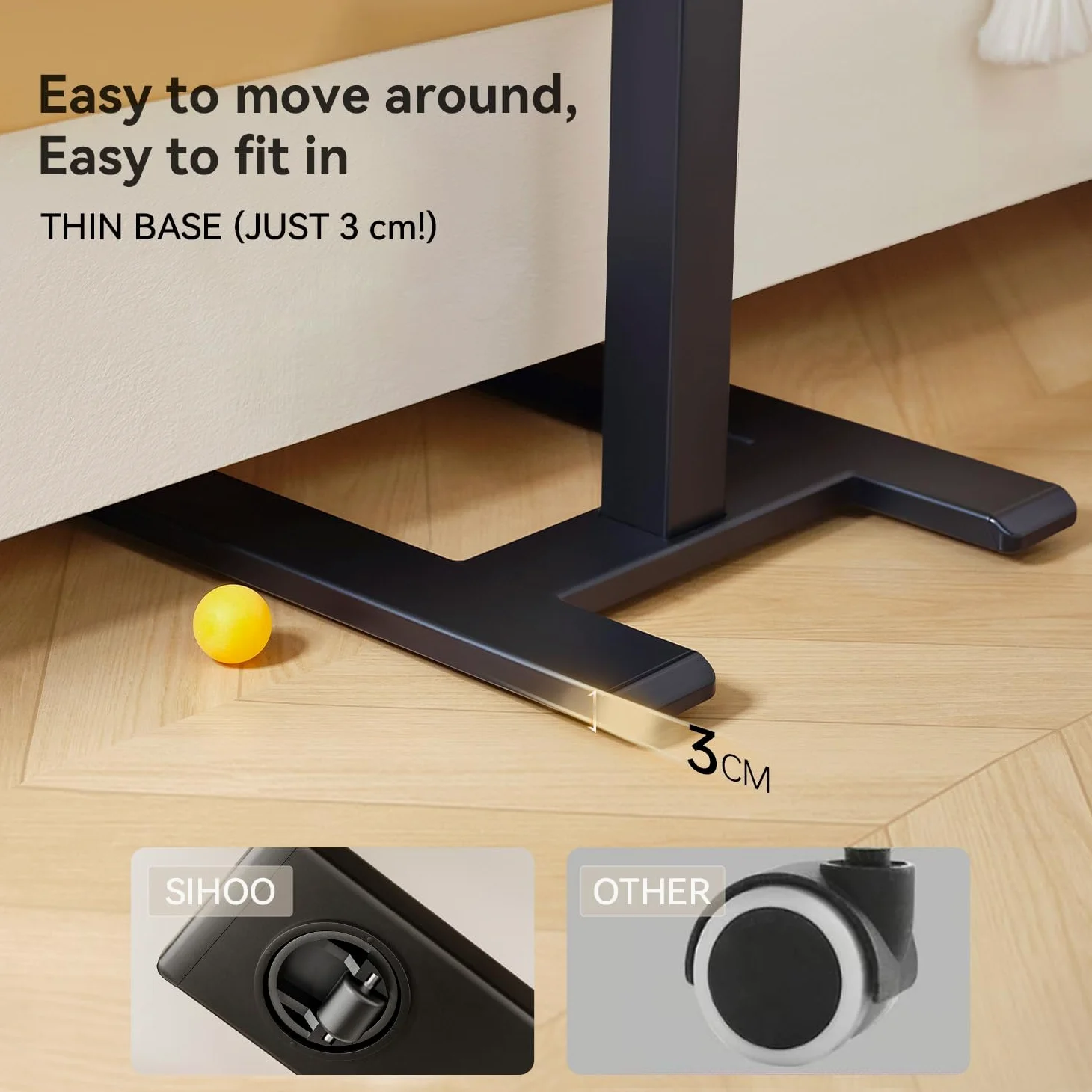 SIHOO D01 Escritorio Elevable Mesa Escritorio con Ruedas - Montaje Sencillo, Ajustable en Altura Neumático para Portátil/Cama/Uso Médico Hospital (Madera de Arce en Acabado Blanco)