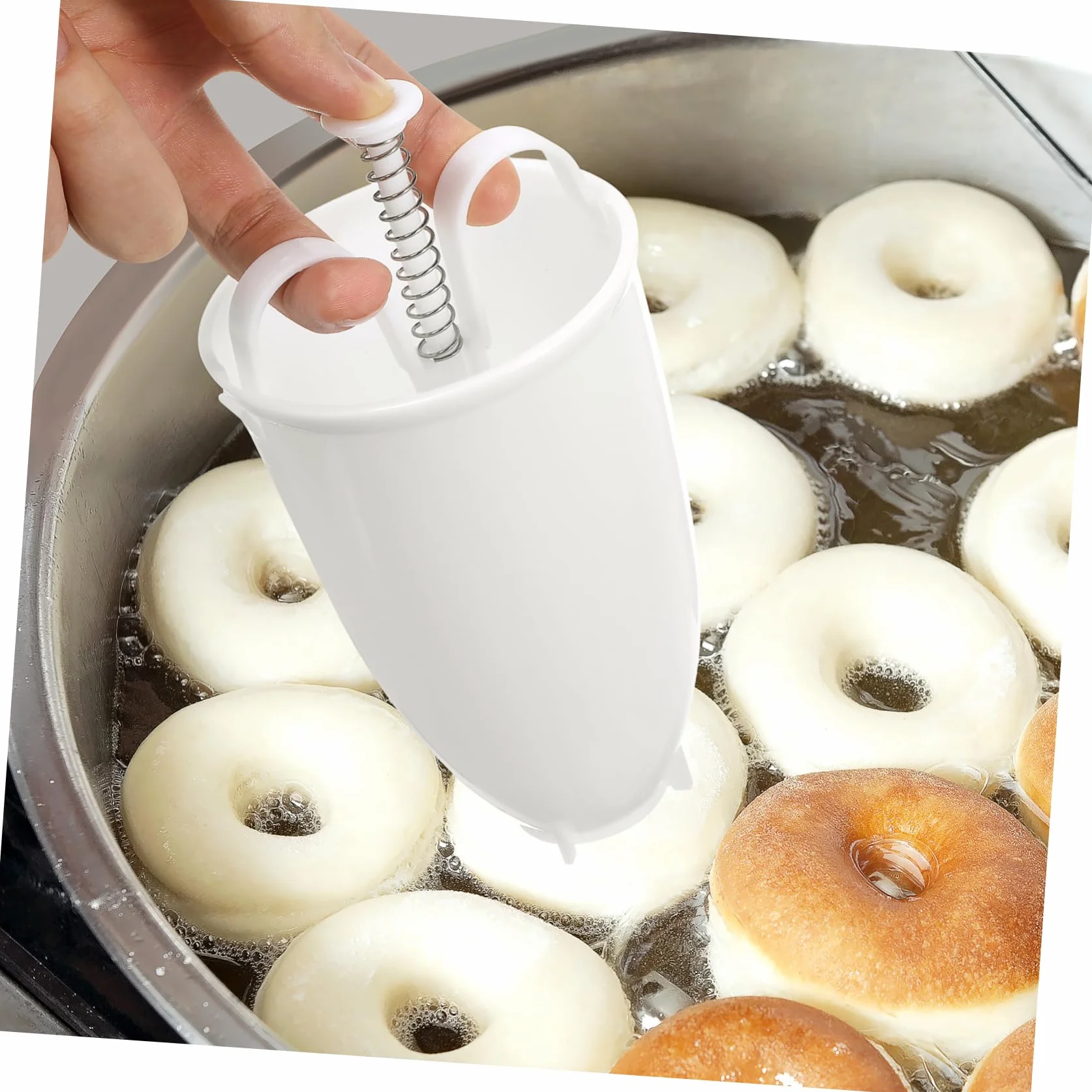 Mipcase Máquina para Hacer Roscos Fritos Manual Portátil 2 Moldes para Hornear Donas de Pp Adecuado para Repostería y Uso al Aire Libre
