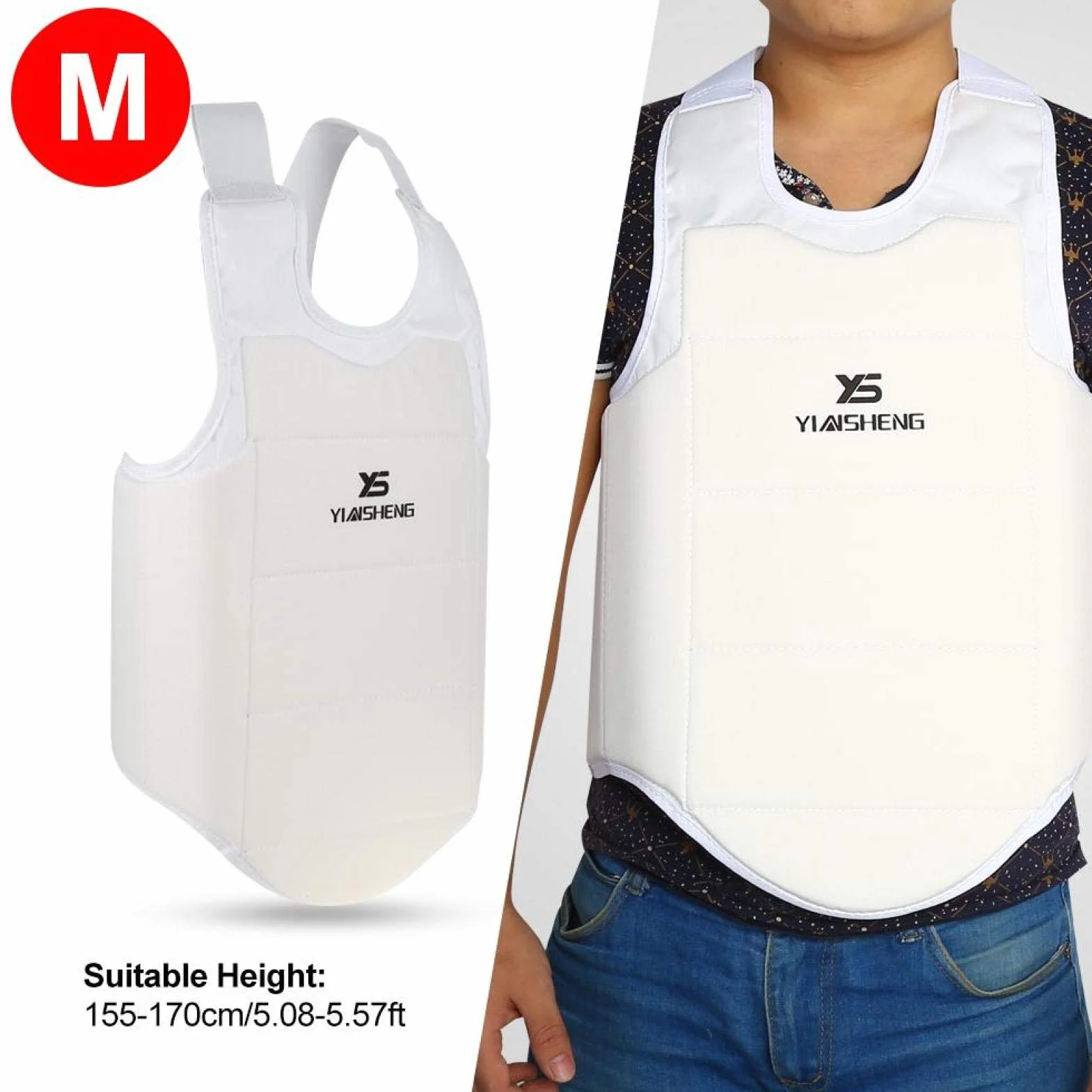 Protector de pecho Taekwondo Karate Boxeo Chaleco Unisex Adulto Niño (M)