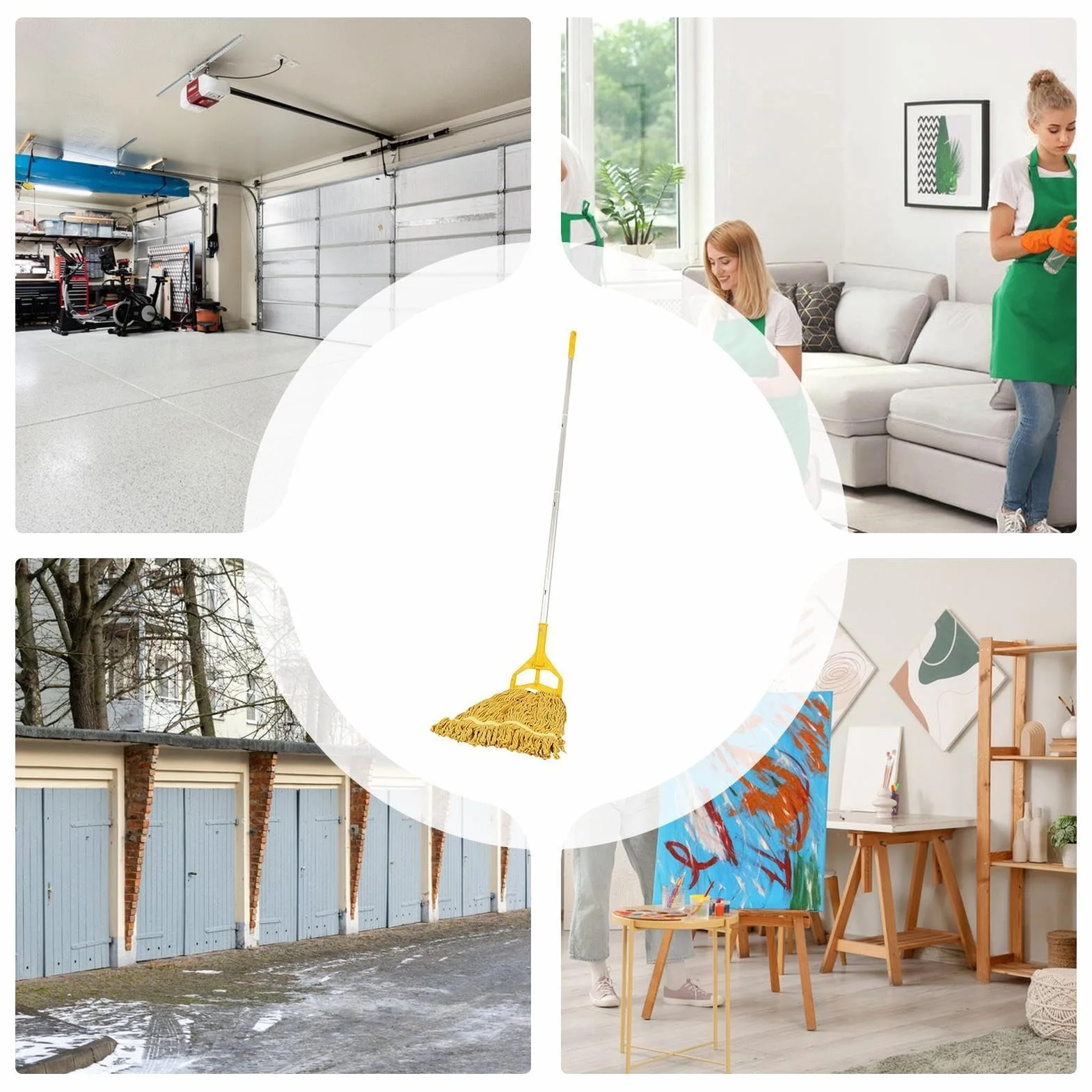 Mopa con Cordones Limpiador Mango Aleación Aluminio Desmontable Cuatro | Fregona para Limpieza Suelos para polvo madera parquet hogar baño cocina salón dormitorio y