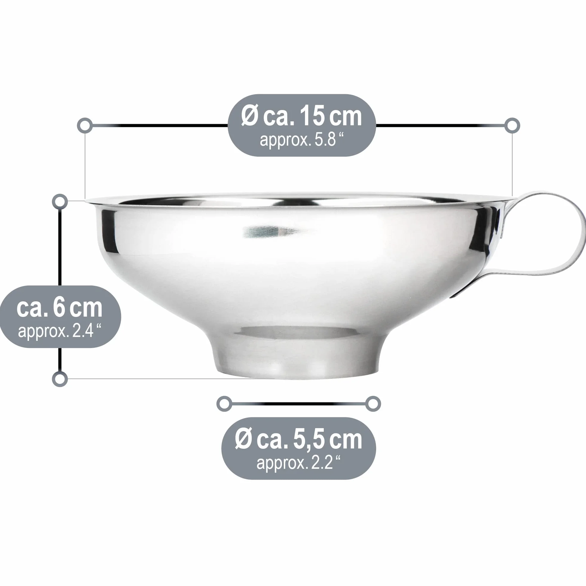 COM-FOUR® 2x Juego de embudos de acero inoxidable - embudo con tamiz para conservar los tarros al hervir - embudo (02 piezas - mezcla de acero inoxidable)