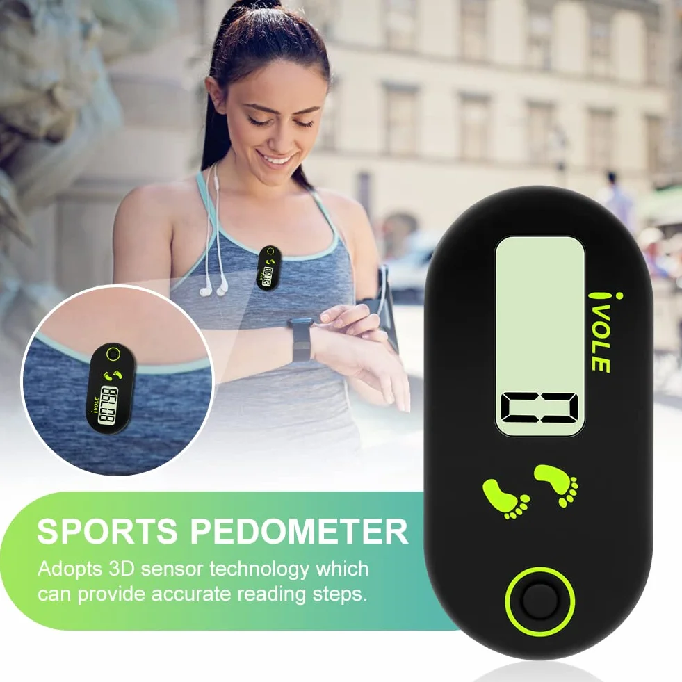 Flintronic Podómetro de Pantalla Mini 3D para Caminar, Deportivo Portátil con Cordón de Clip