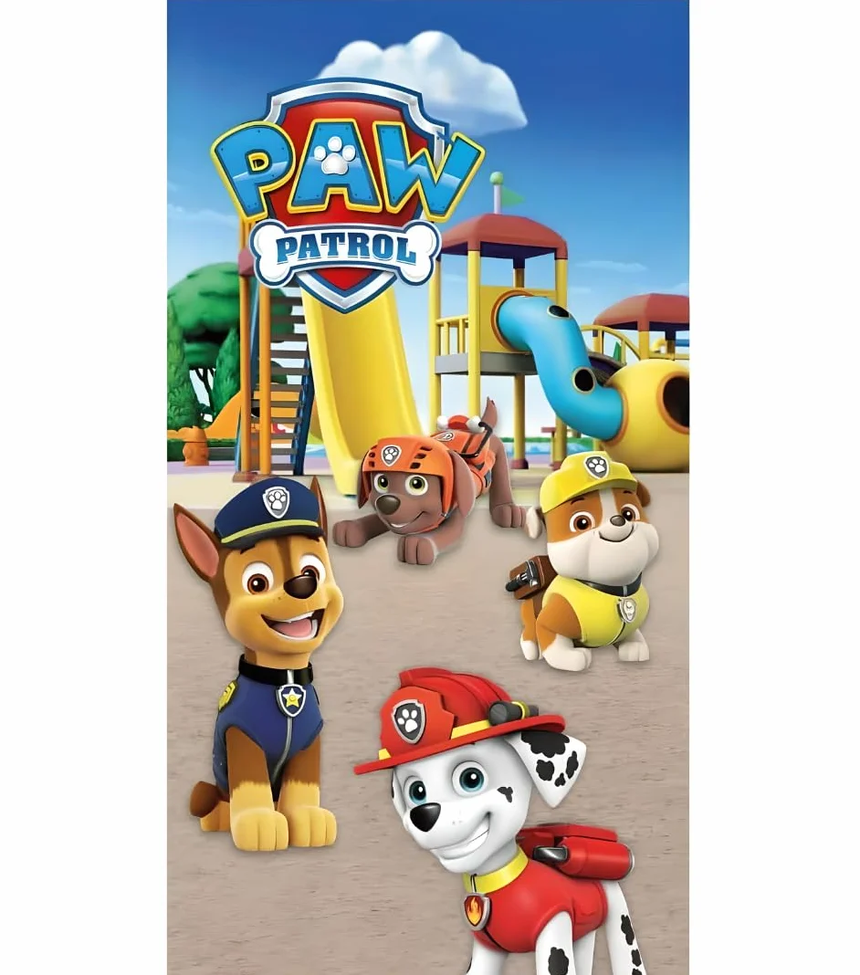 BrandMac Toalla de playa y baño de la Patrulla Canina de 70 x 140 cm, 100 % algodón, suave y absorbente, toalla de baño y natación para niños, toalla oficial de la Patrulla Canina, ideal para playa