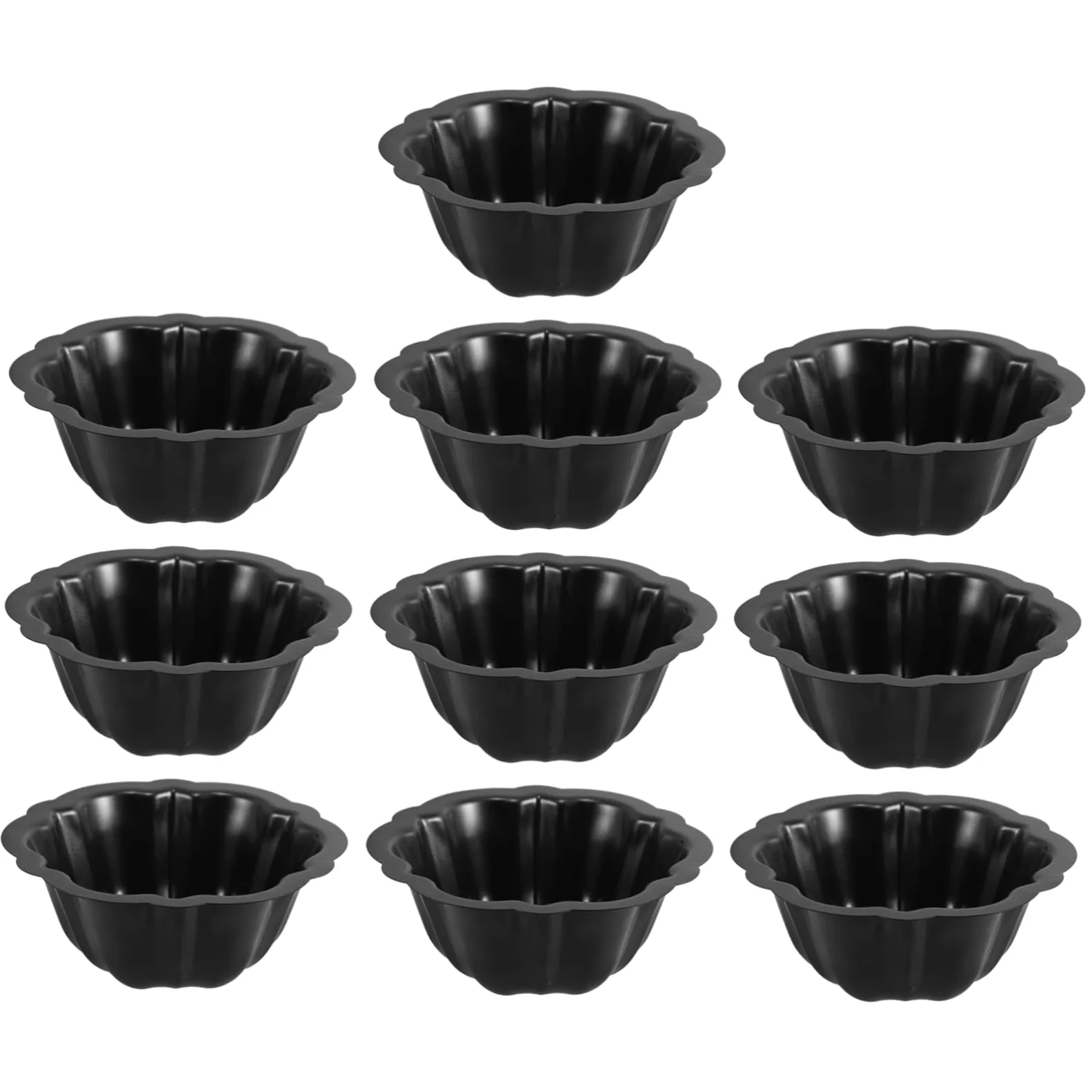 SOIMISS Molde para Hornear Pasteles Pequeños Antiadherente 10 Piezas Negro | Formas Corazón, Redonda y Cuadrada, Patrones de Dibujos, Acero al Carbono Recubrimiento