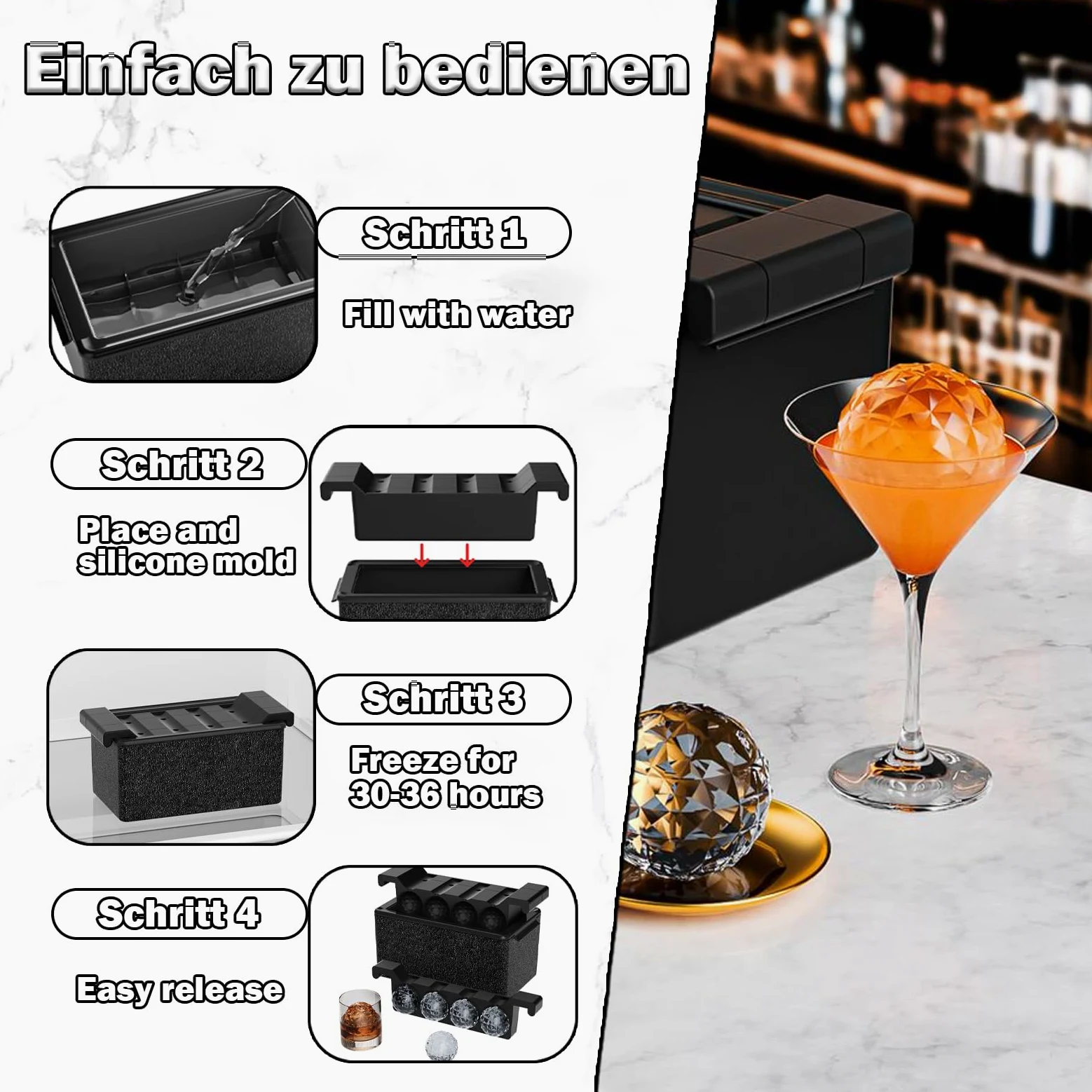 Cubitera de silicona transparente con tapa, 6 cm, redonda, reutilizable, para whisky, cócteles, vino, cerveza y bebidas (8 bolas)