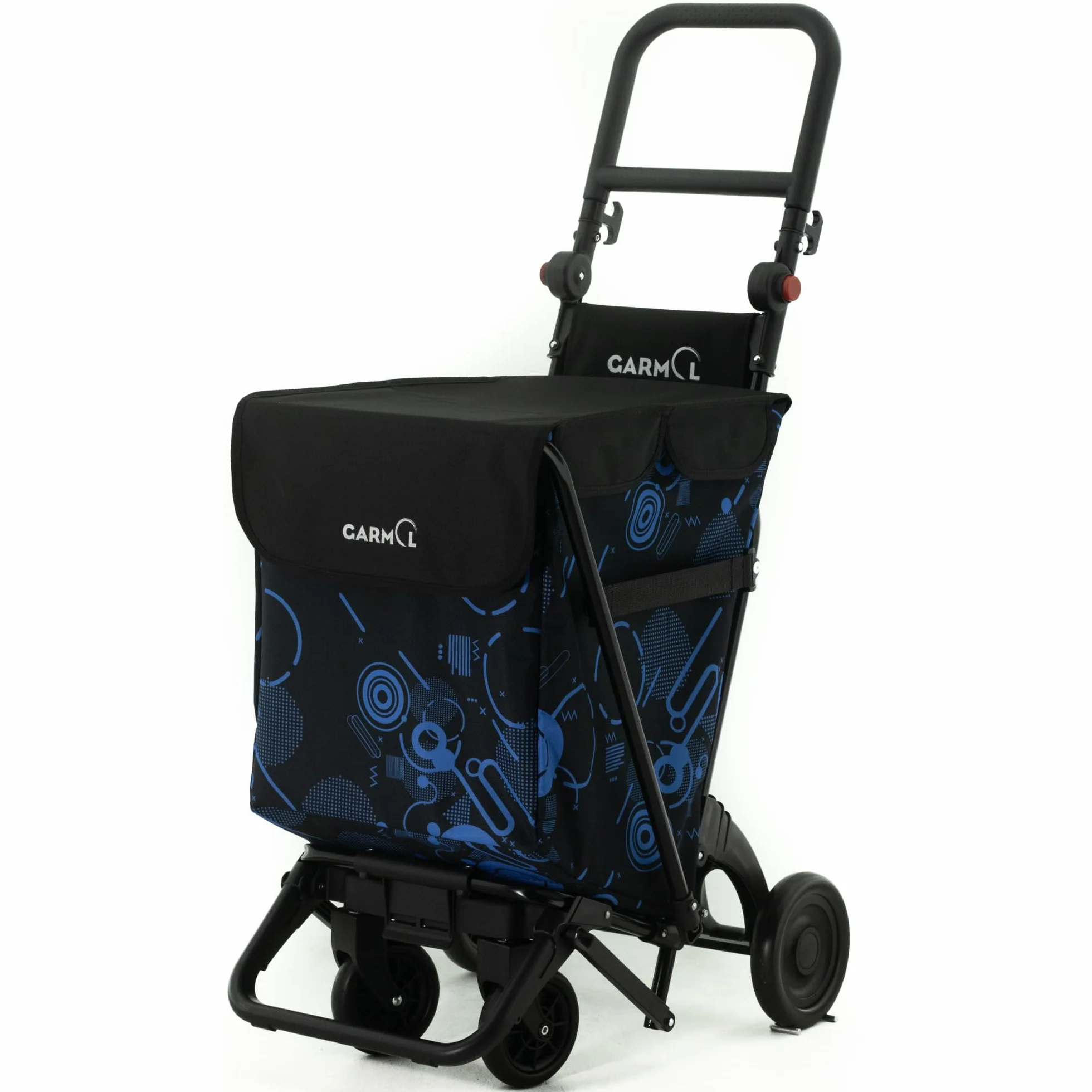 GARMOL Carro de la Compra Plegable 48 litros | Carro de la Compra 4 Ruedas Gran Capacidad | Carrito Compra 4 Ruedas Plegable Color Azul