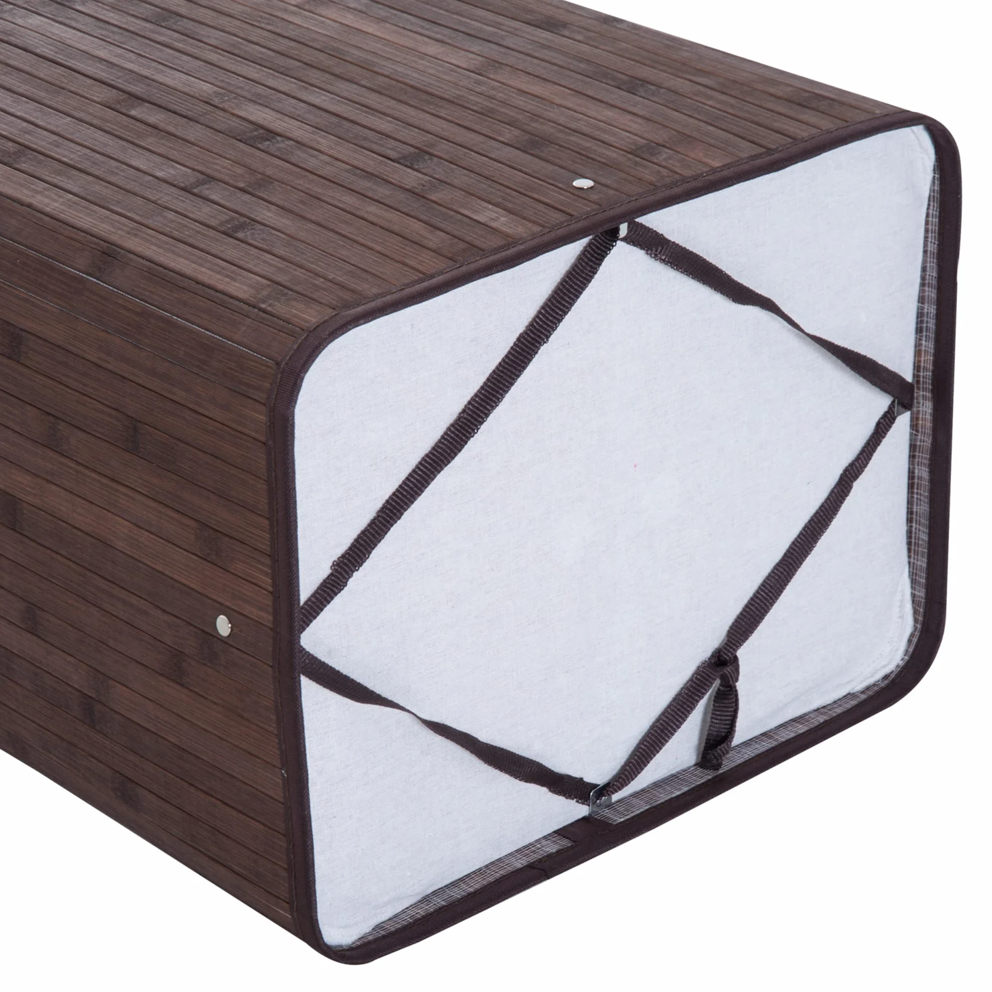 HOMCOM Cesto de Ropa Sucia Plegable con Tapa 67L, Cesta Ropa Sucia de Bambú, 2 Compartimentos, Bolsa Extraíble, para Dormitorio, Baño, Lavandería, 40x30x60 cm, Marrón