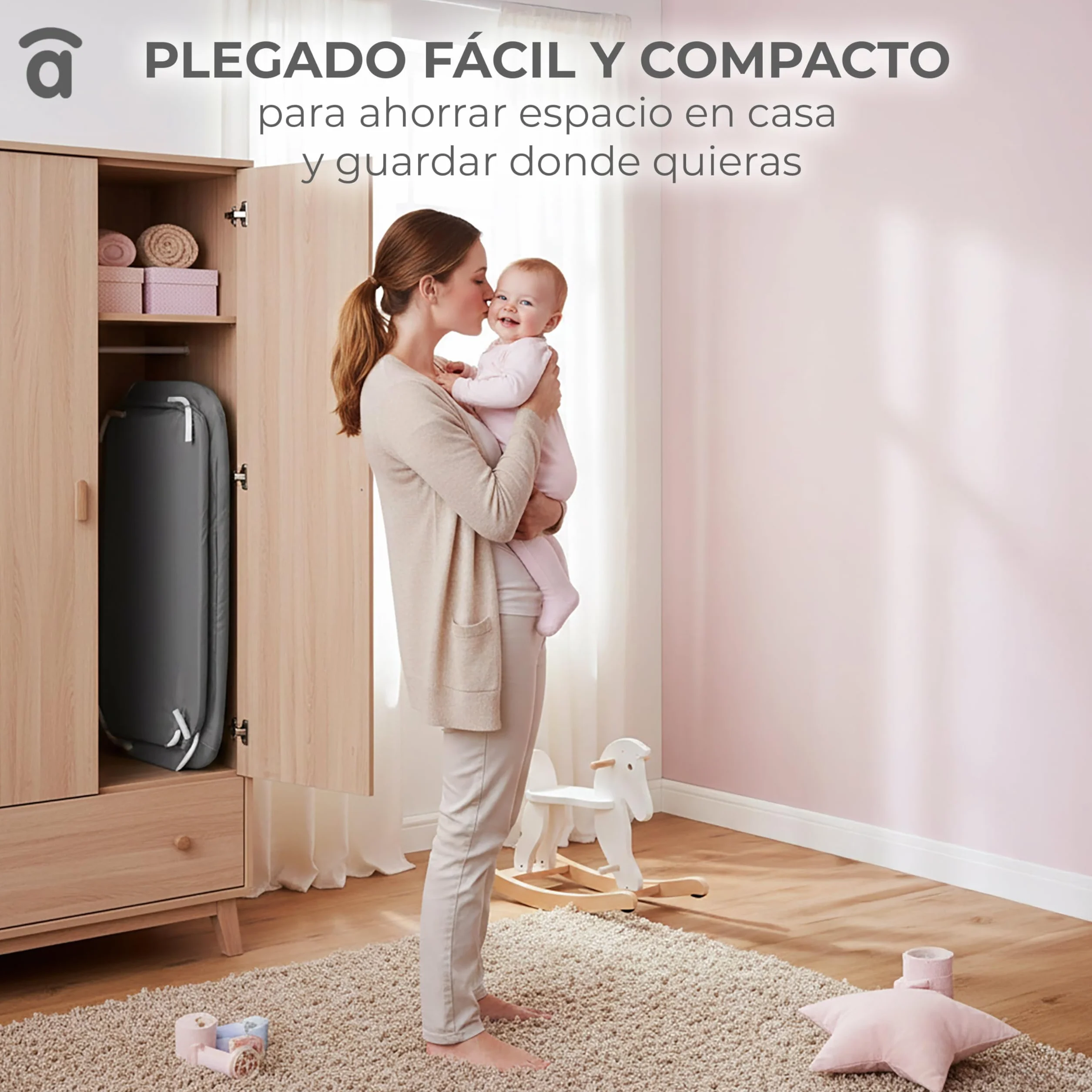 Asalvo Smart Minicuna Colecho Bebé 2 en 1 – Cuna Colecho con 7 Alturas Regulables, Ruedas con Freno, Colchón Incluido
