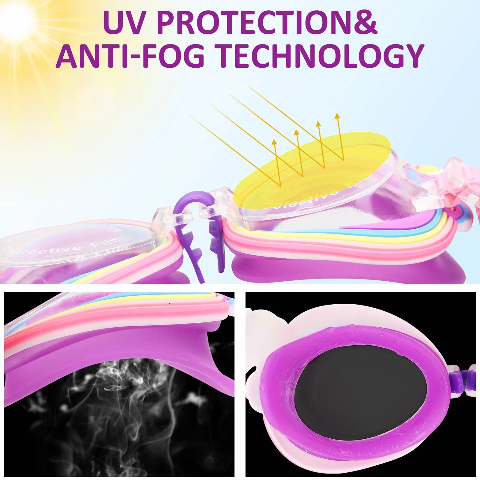 HIFOT Gafas de Natación Protección UV Antiniebla Sin Fugas para Niños Niñas