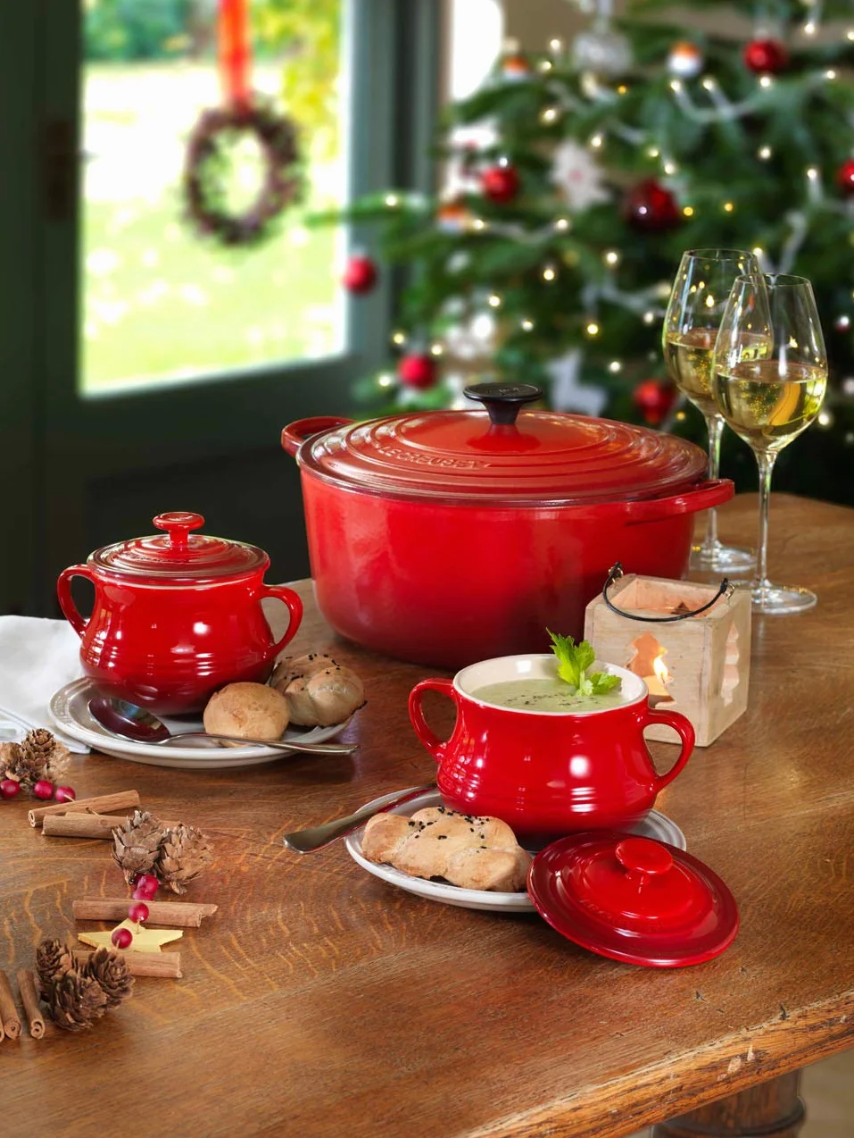 LE CREUSET Set de 2 soperas de cerámica de gres, Cereza, 91017511060000