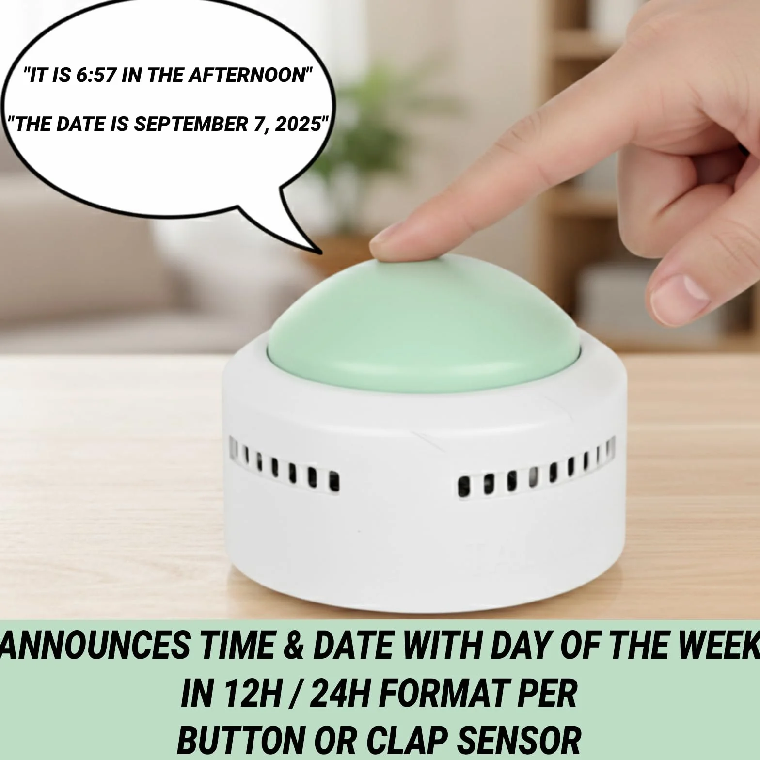 Reloj de mesa parlante para ciegos, ancianos y discapacitados visuales, con sensor de chismes, 5 idiomas ajustables, 4 despertadores por día, indicador de hora y fecha, idea de regalo para